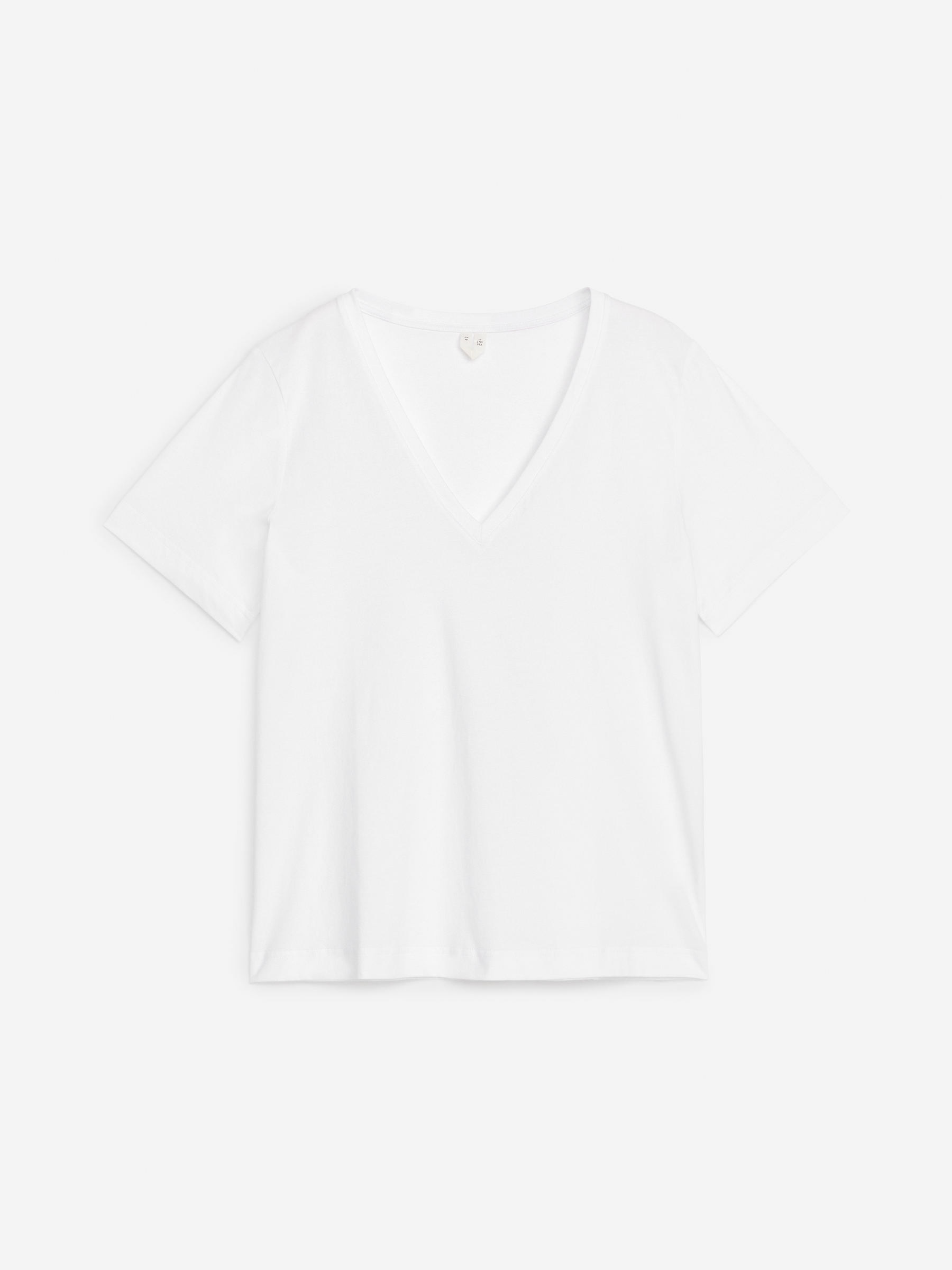 V-Neck T-Shirt-White-12494