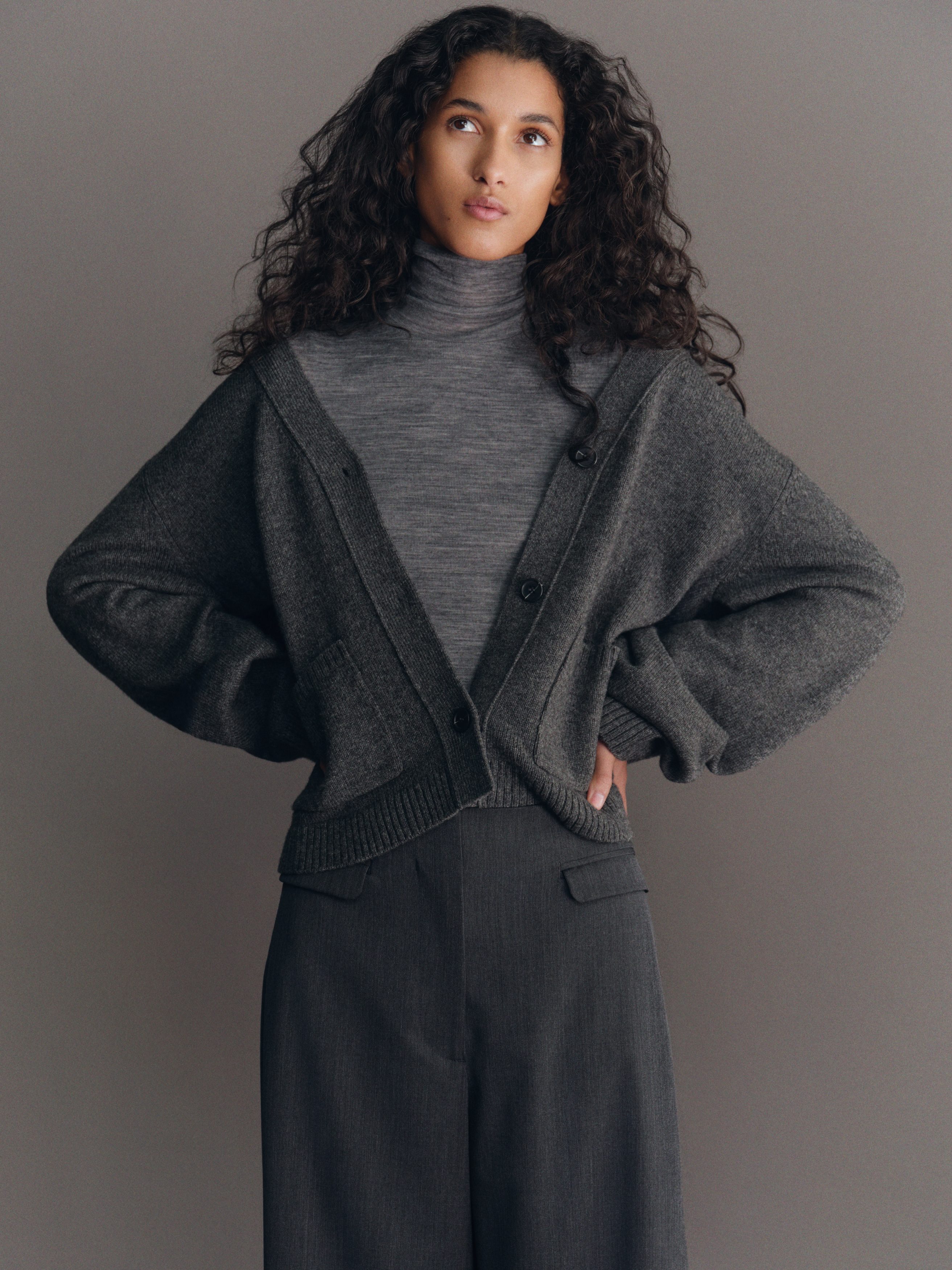 Wool Cardigan - Dark Grey - Slim fit - Women - StillMedia/Environmental - 1