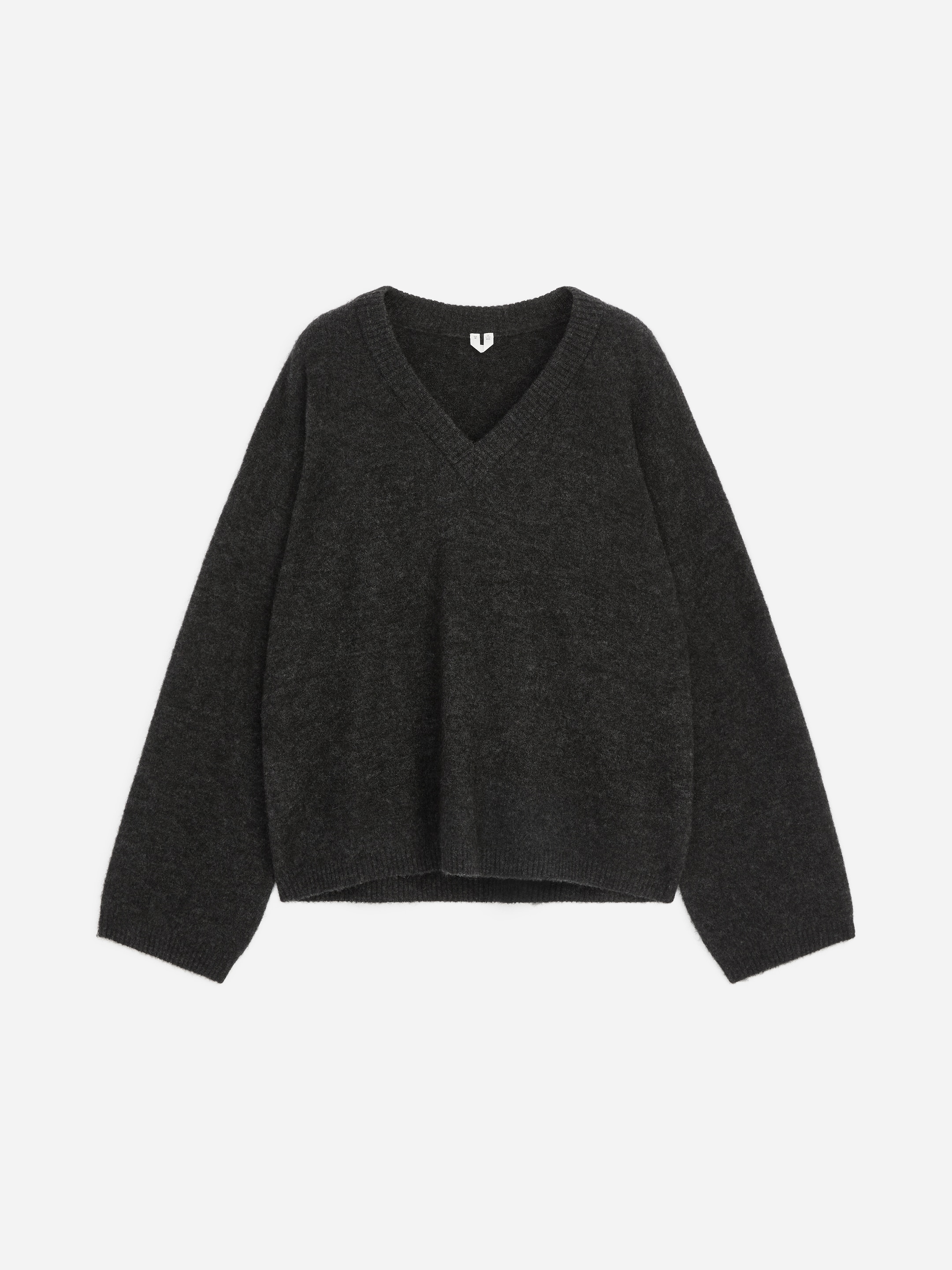 Alpaca-Wool Blend V-Neck Jumper - Dark Grey - Loose fit - women - StillMedia/DescriptiveStillLife - 1