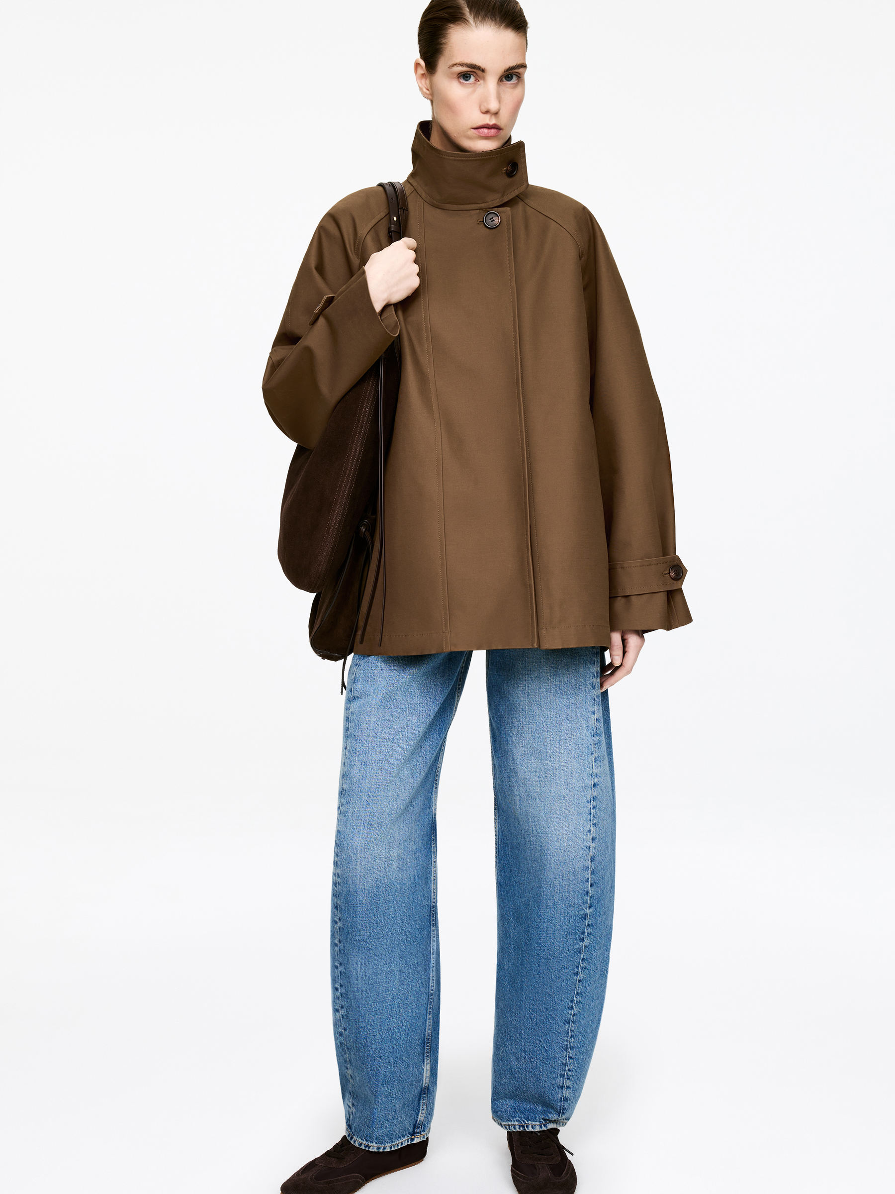 Kurtka ze sztruksowym kołnierzem - Brązowy - Luźny fason - Women - StillMedia/Lookbook - 8