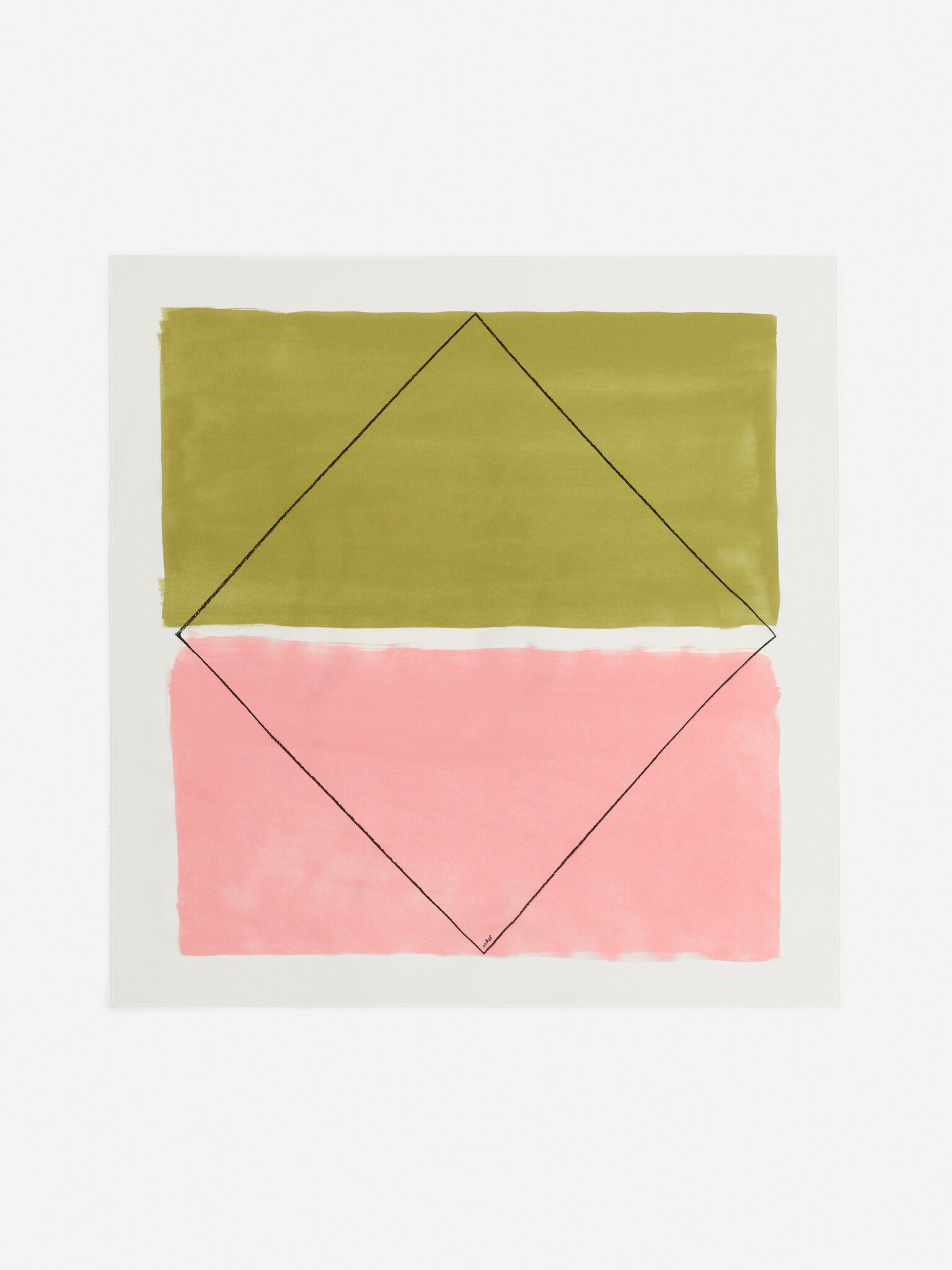 Printed Silk Scarf - Wit/groen/roze