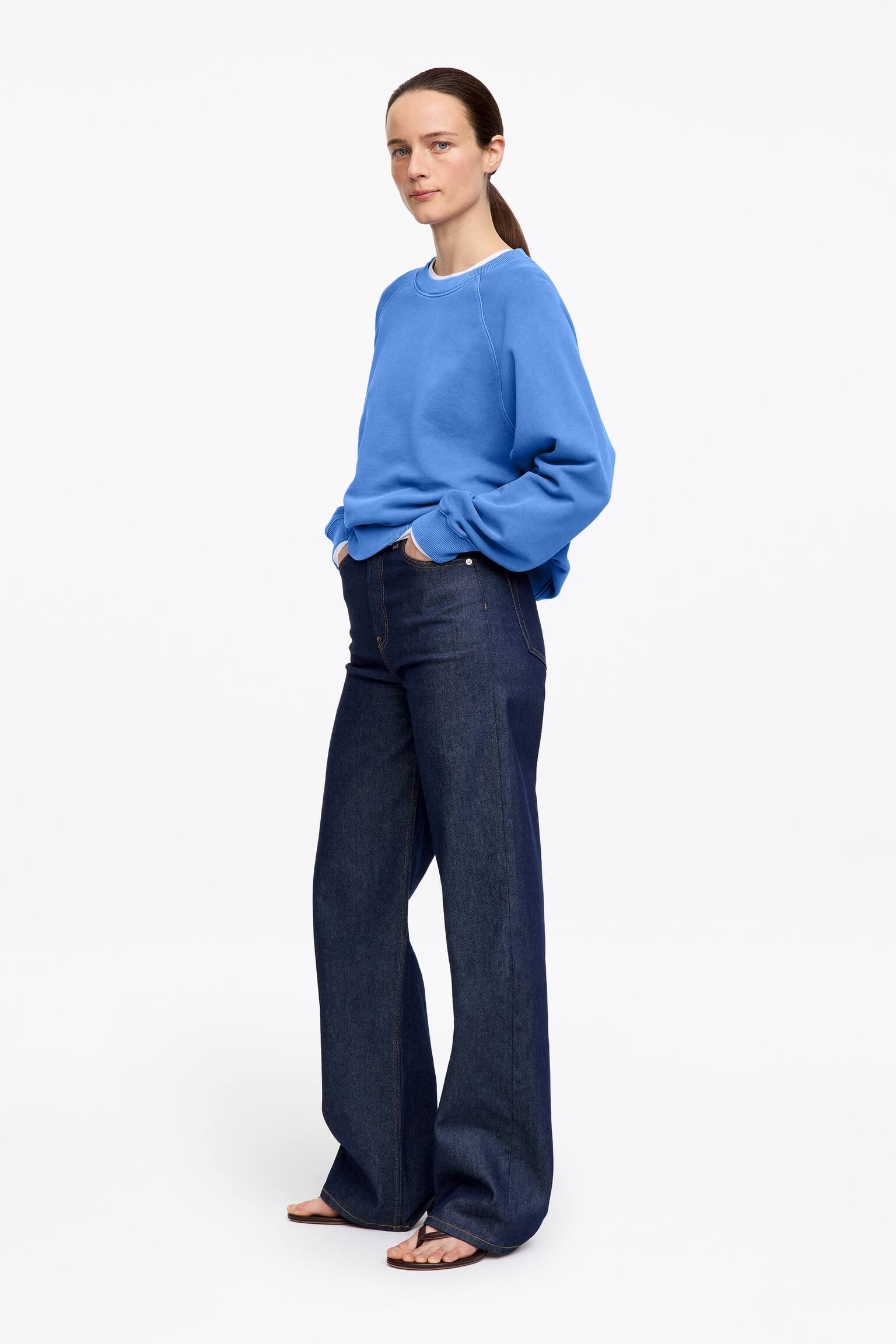 Sweatshirt i frotté - Blå/Pink/Gråmeleret/Mørkebrun/Brun - 3