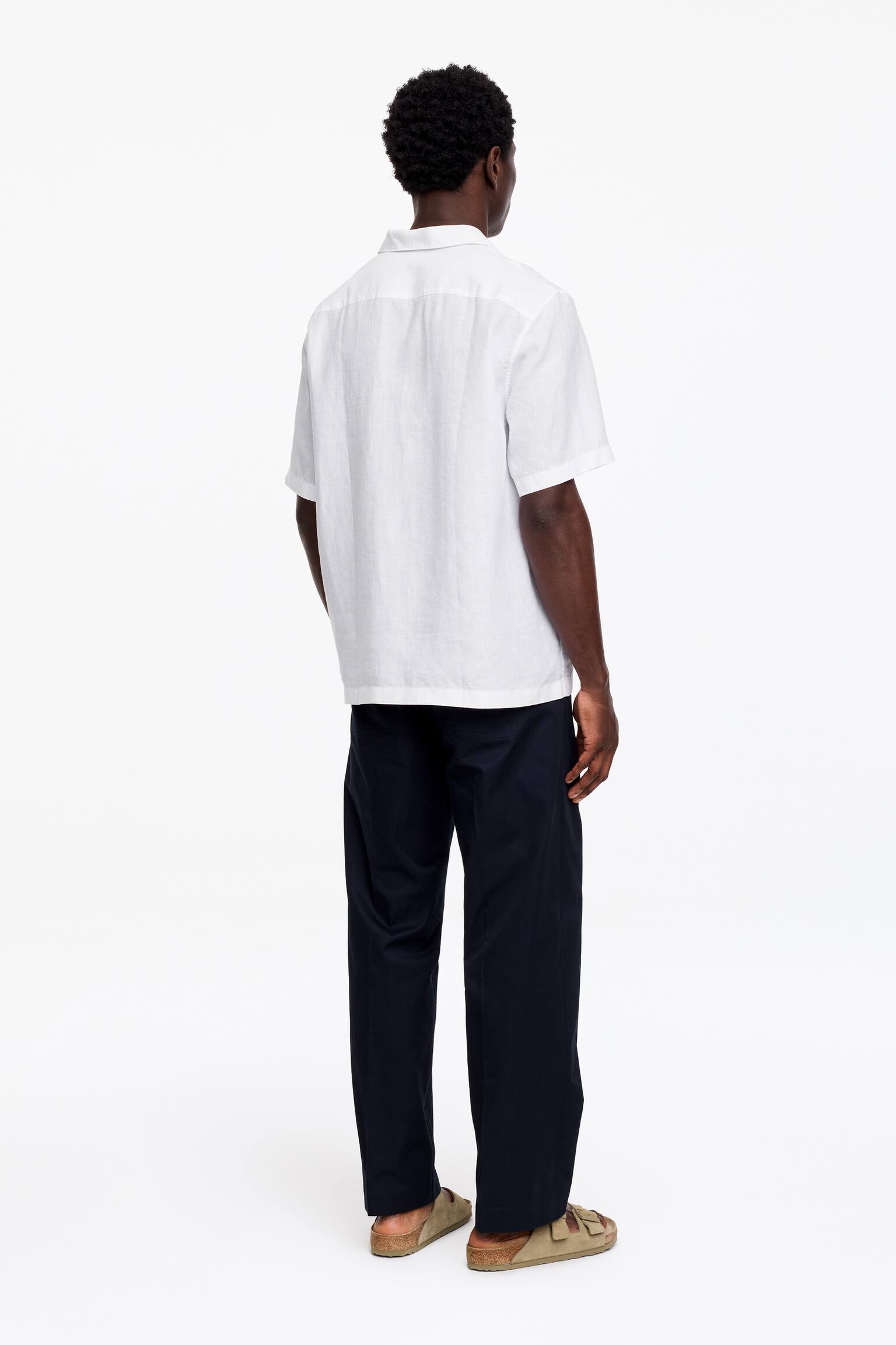 Overhemd met resort-kraag en ruimvallende pasvorm - Wit/Donkerblauw/Bruin - 3