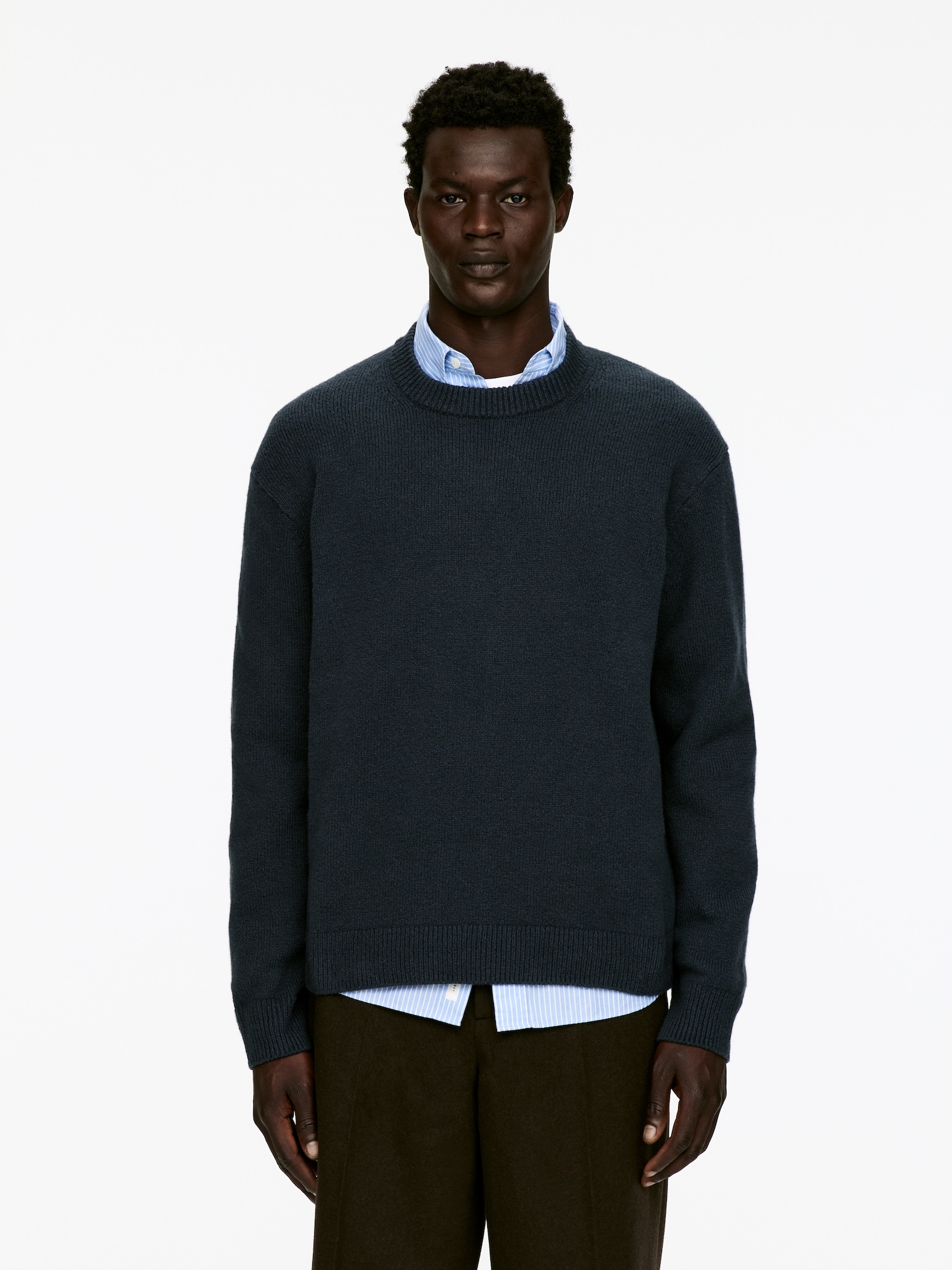 Pull en coton mélangé - Gris foncé/Menthe poudrée