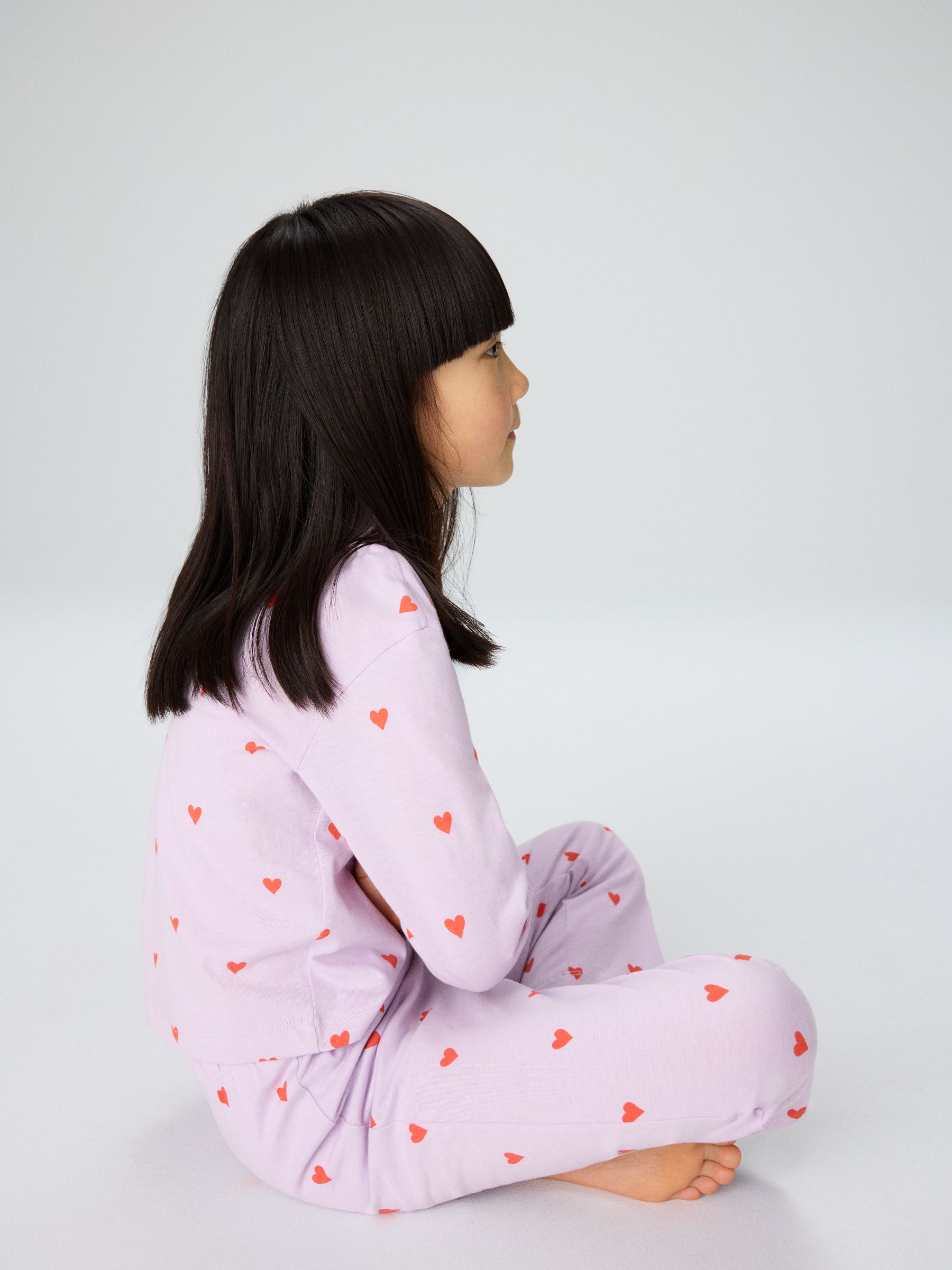 Ensemble pyjama en coton - Mauve/Cœurs rouges - Regular fit - Enfant - StillMedia/Environmental - 1