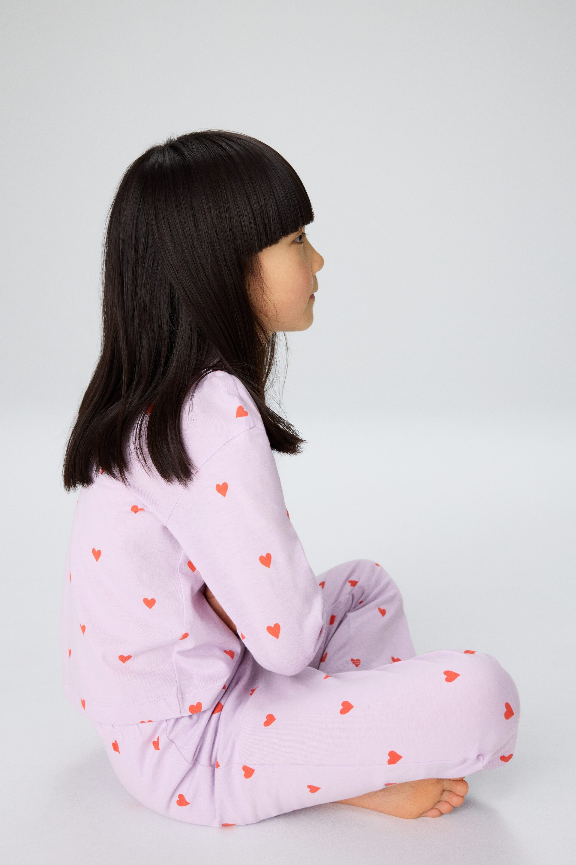 Se større billede: Pyjamassæt i bomuld - Syren/røde hjerter - BØRN | H&M DK 1