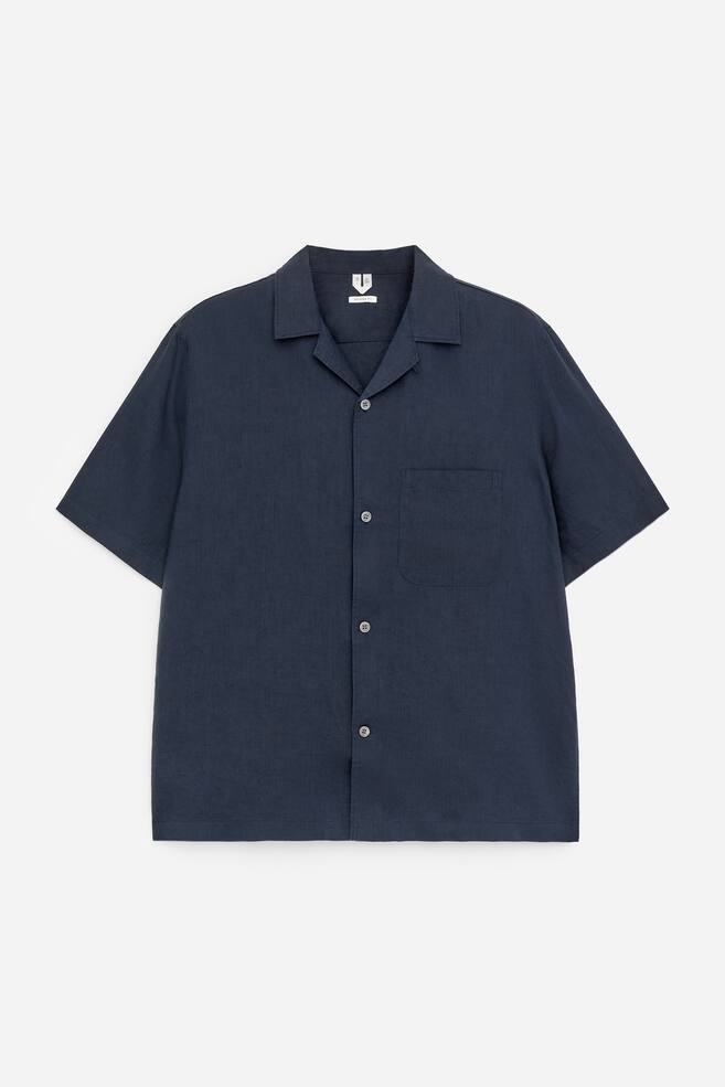 Relaxed Linen Resort Shirt - Dark Blue/White/Brown/Light Pink - 1