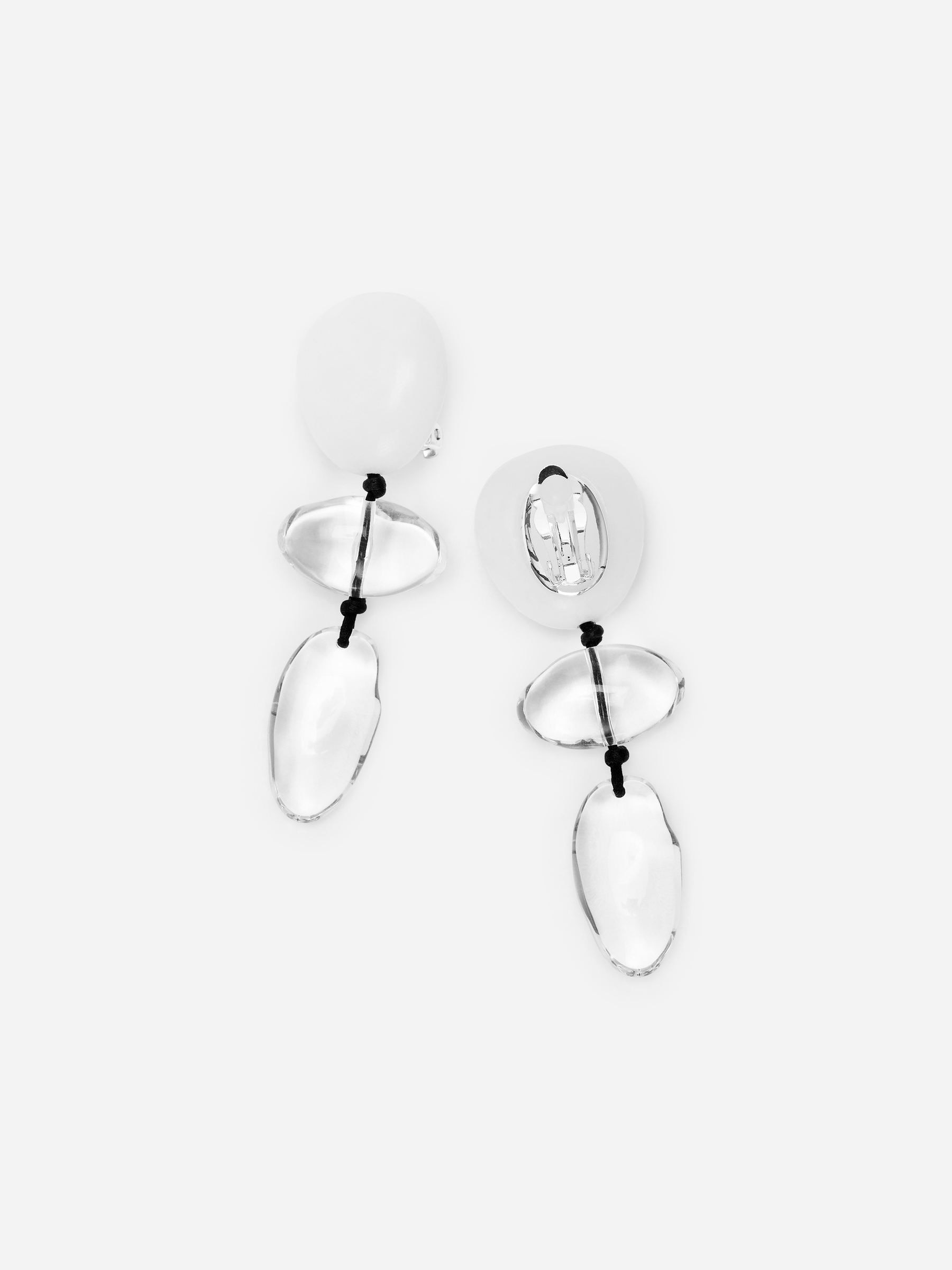 Clip-On Earrings - White/Clear - Women - StillMedia/DescriptiveDetail - 2