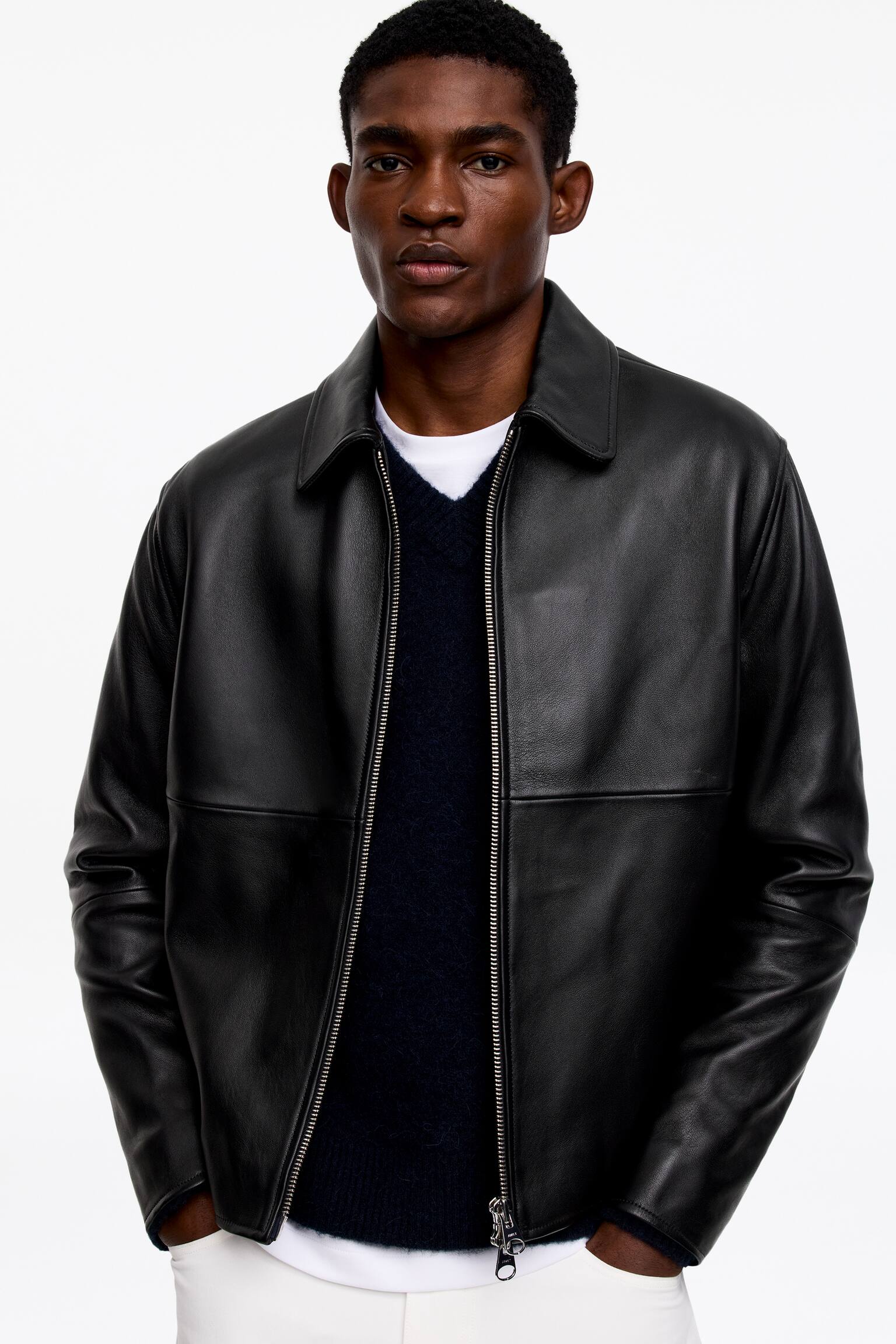 Kožená bunda - Čierna - 3