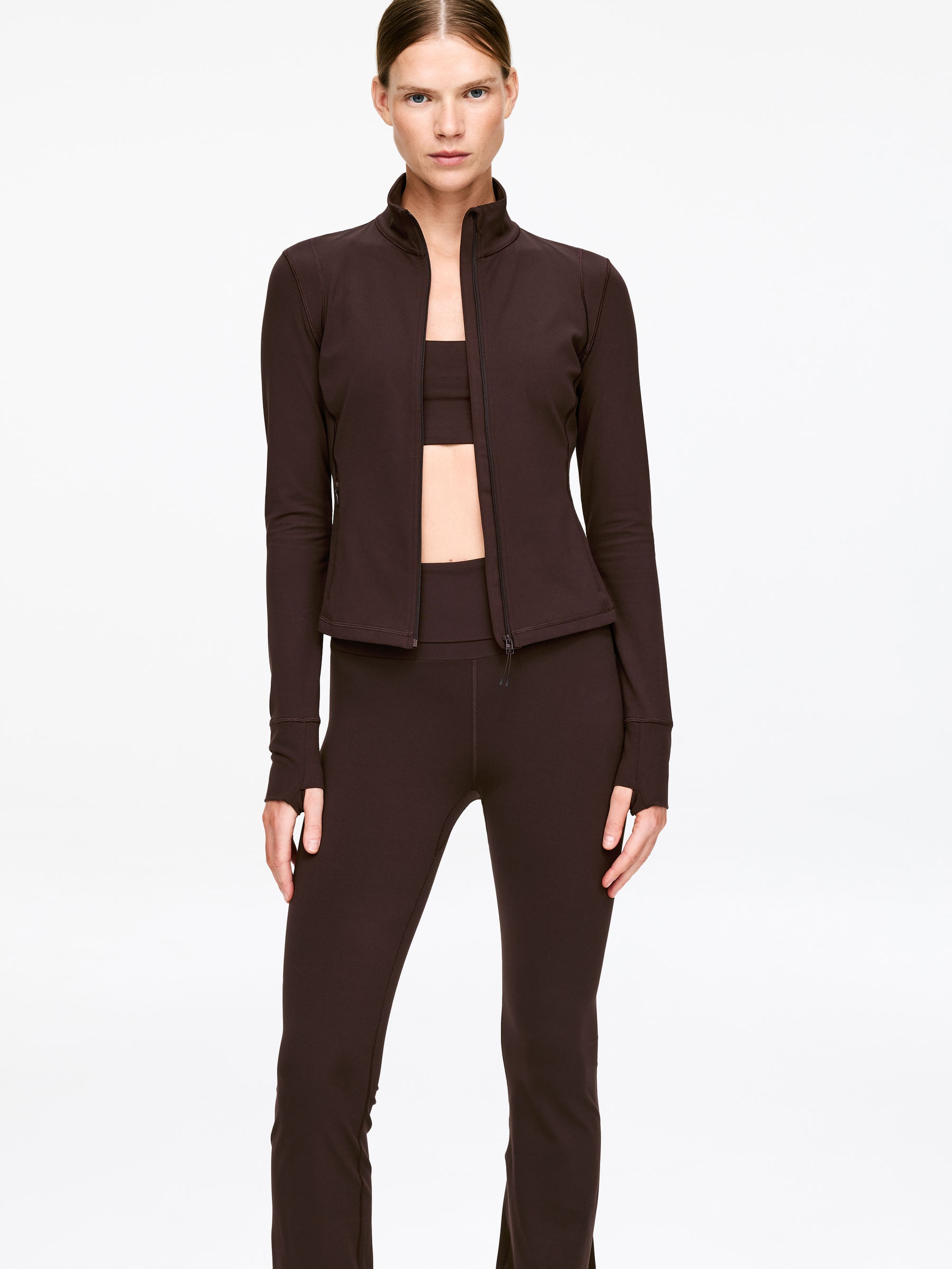 Soft Stretch Zip Jacket - Dark Brown - Slim fit - Women - StillMedia/Lookbook - 7