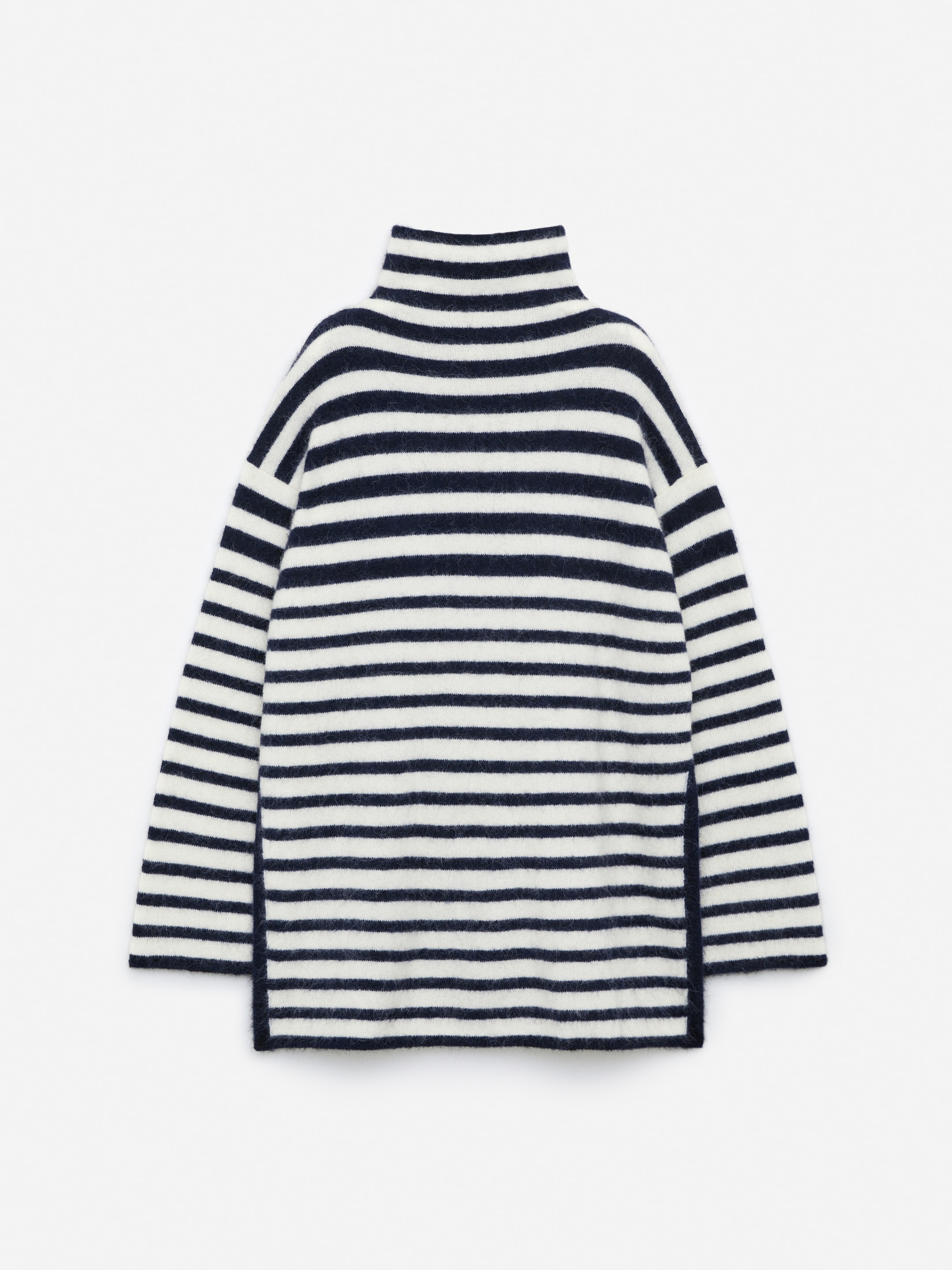 Alpaca-Wool Blend Chimney Jumper - Blue/Off White - Relaxed fit - Women - StillMedia/DescriptiveStillLife - 1