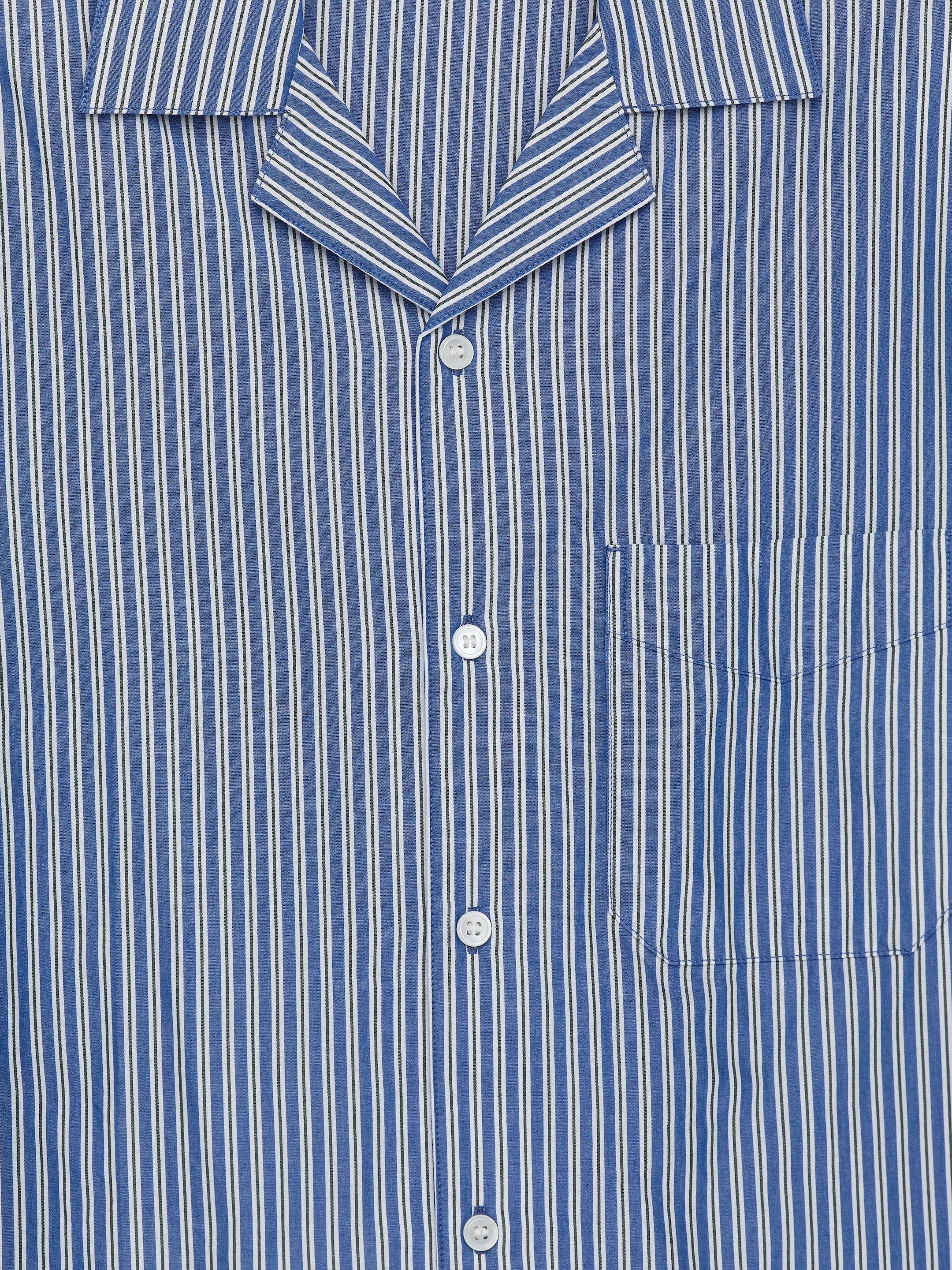 Poplin Pyjama Shirt - Blue/White - Loose fit - Men - StillMedia/DescriptiveDetail - 1