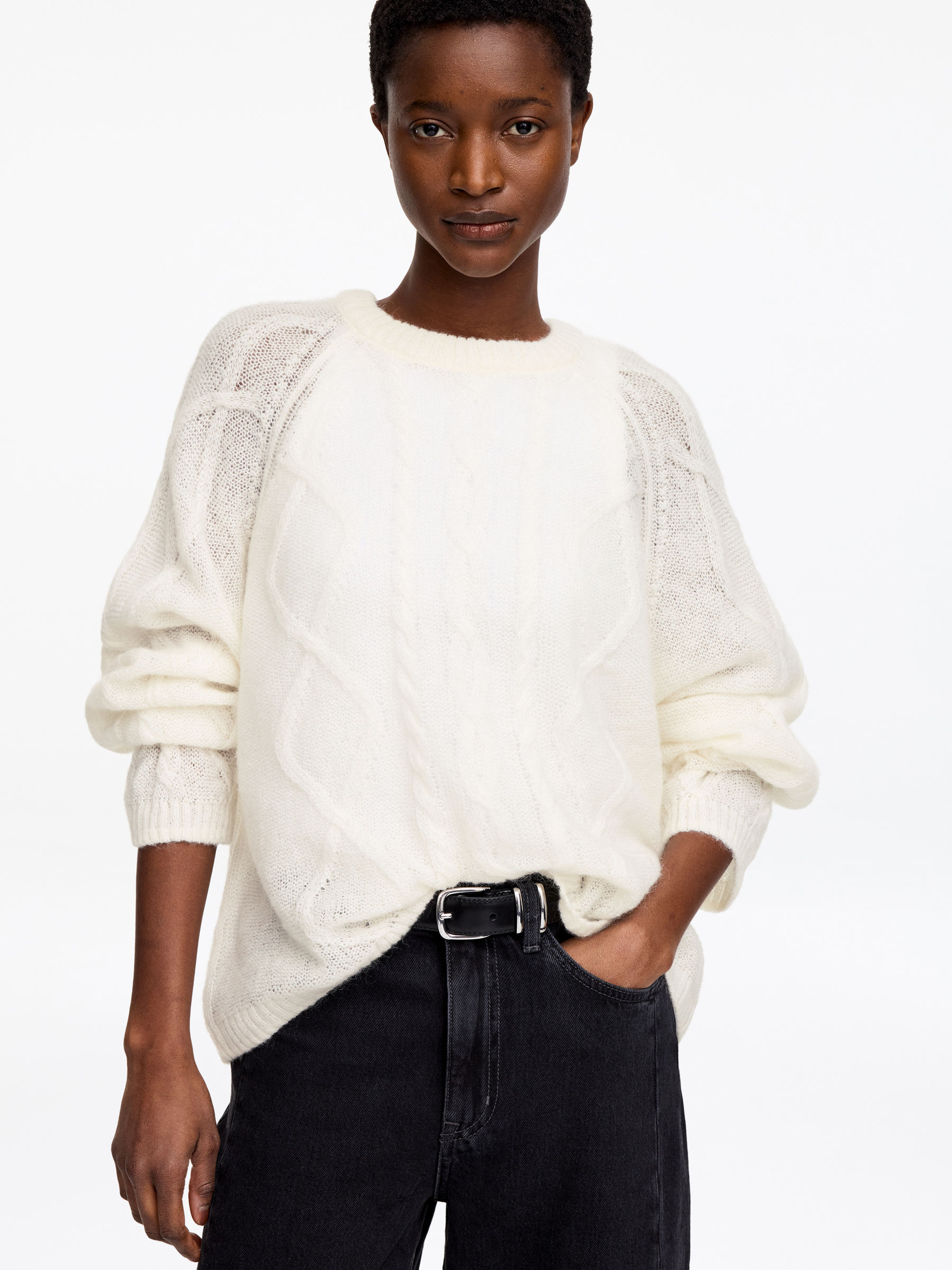 Wool-Mohair Blend Jumper - White - Loose fit - Women - StillMedia/Lookbook - 6