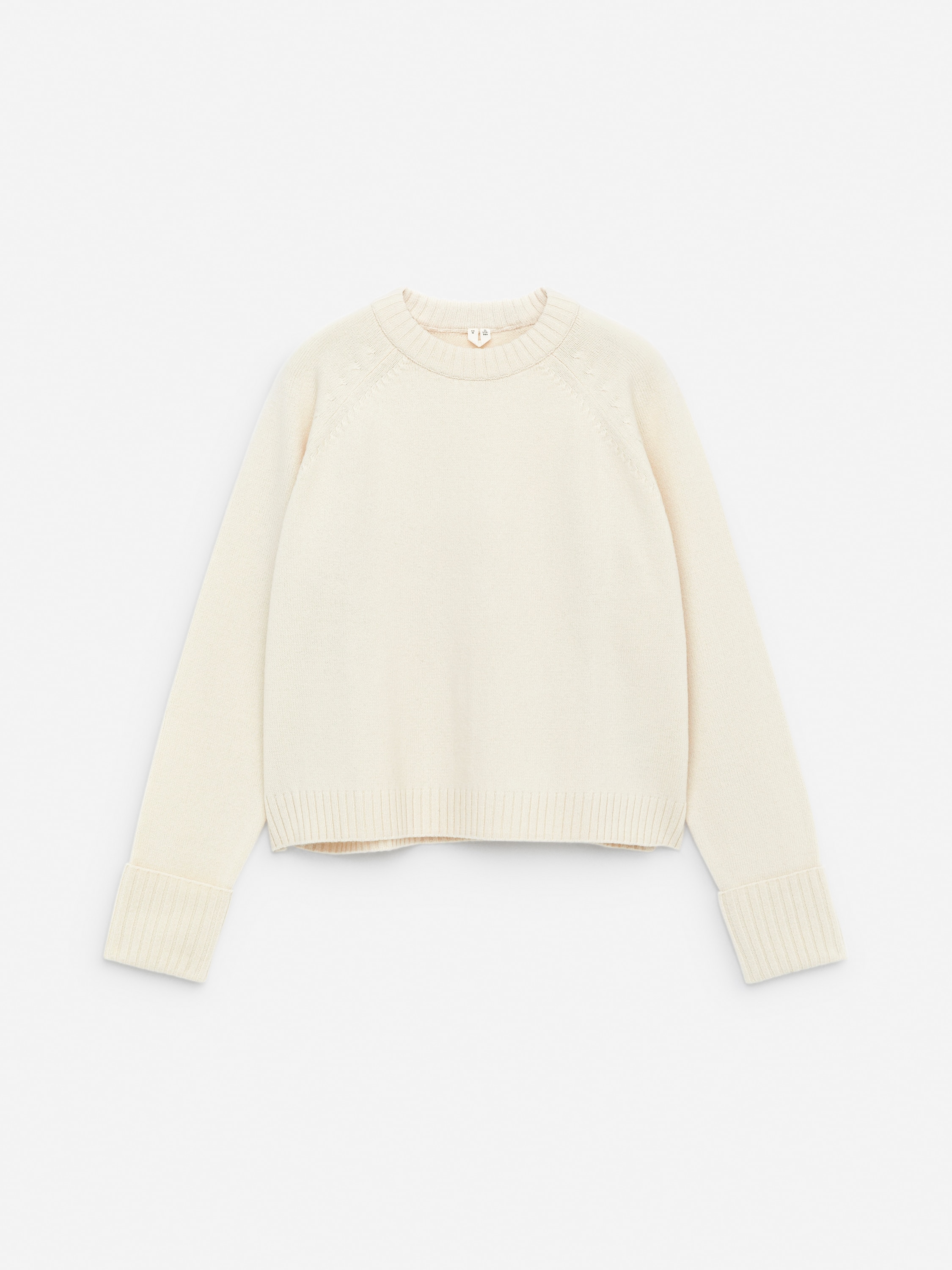 Maglione in lana con risvolto sulle maniche - Bianco sporco