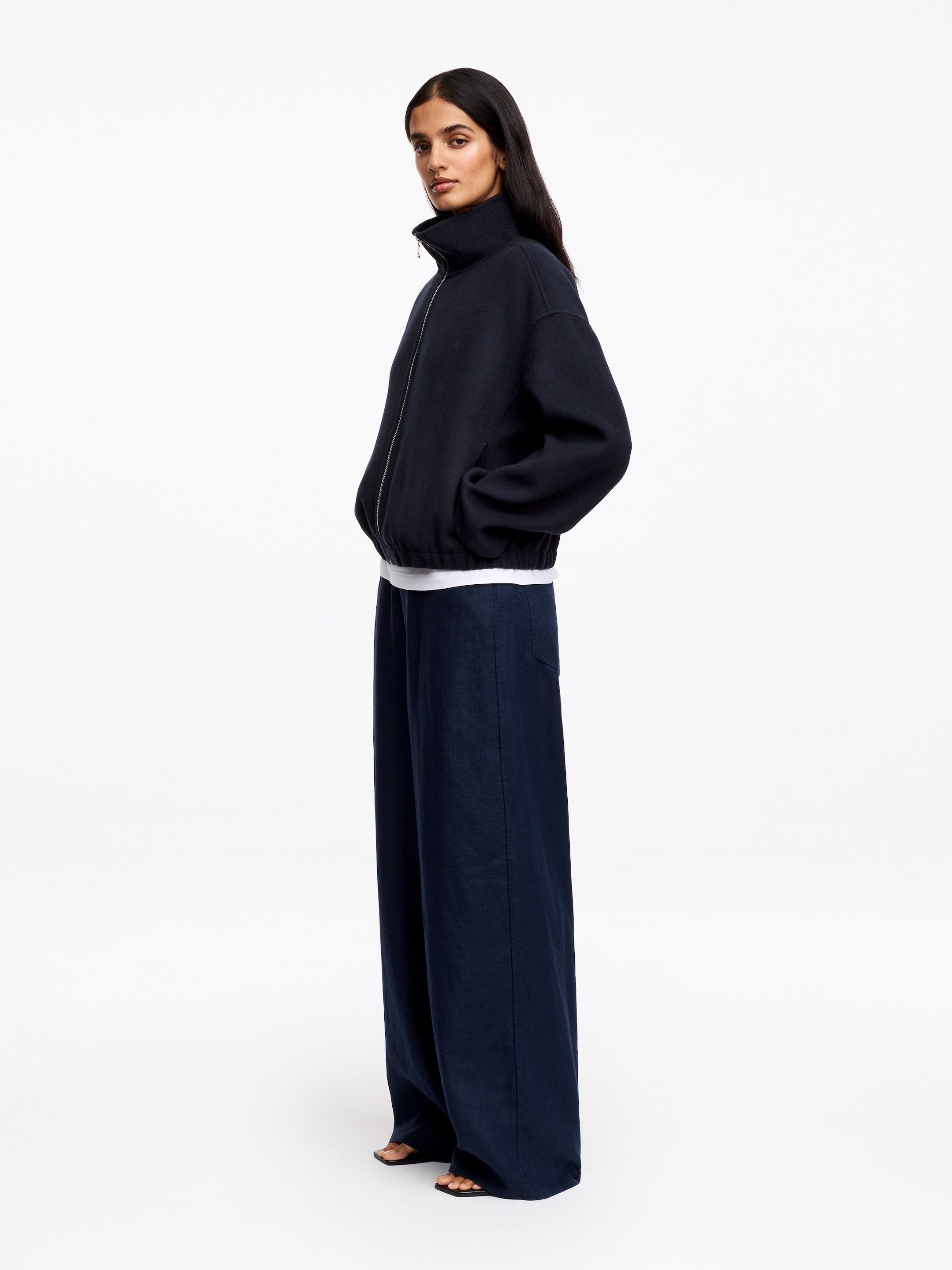 Wool-Blend Doublé Overshirt - Dark Blue - Regular fit - women - StillMedia/Lookbook - 2