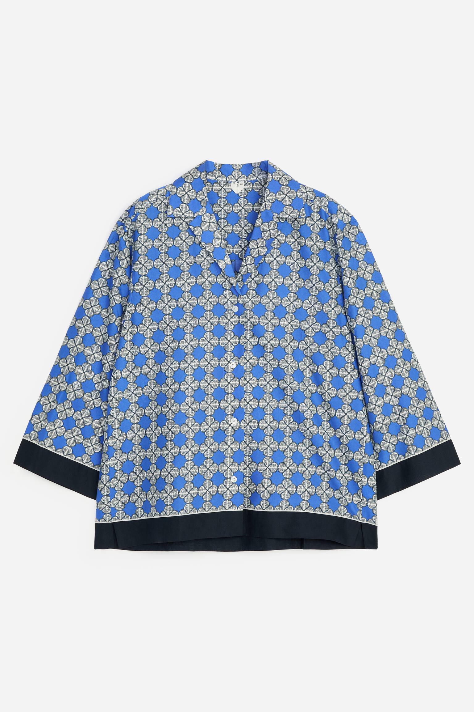 Chemise en lyocell mélangé-Bleu - 2