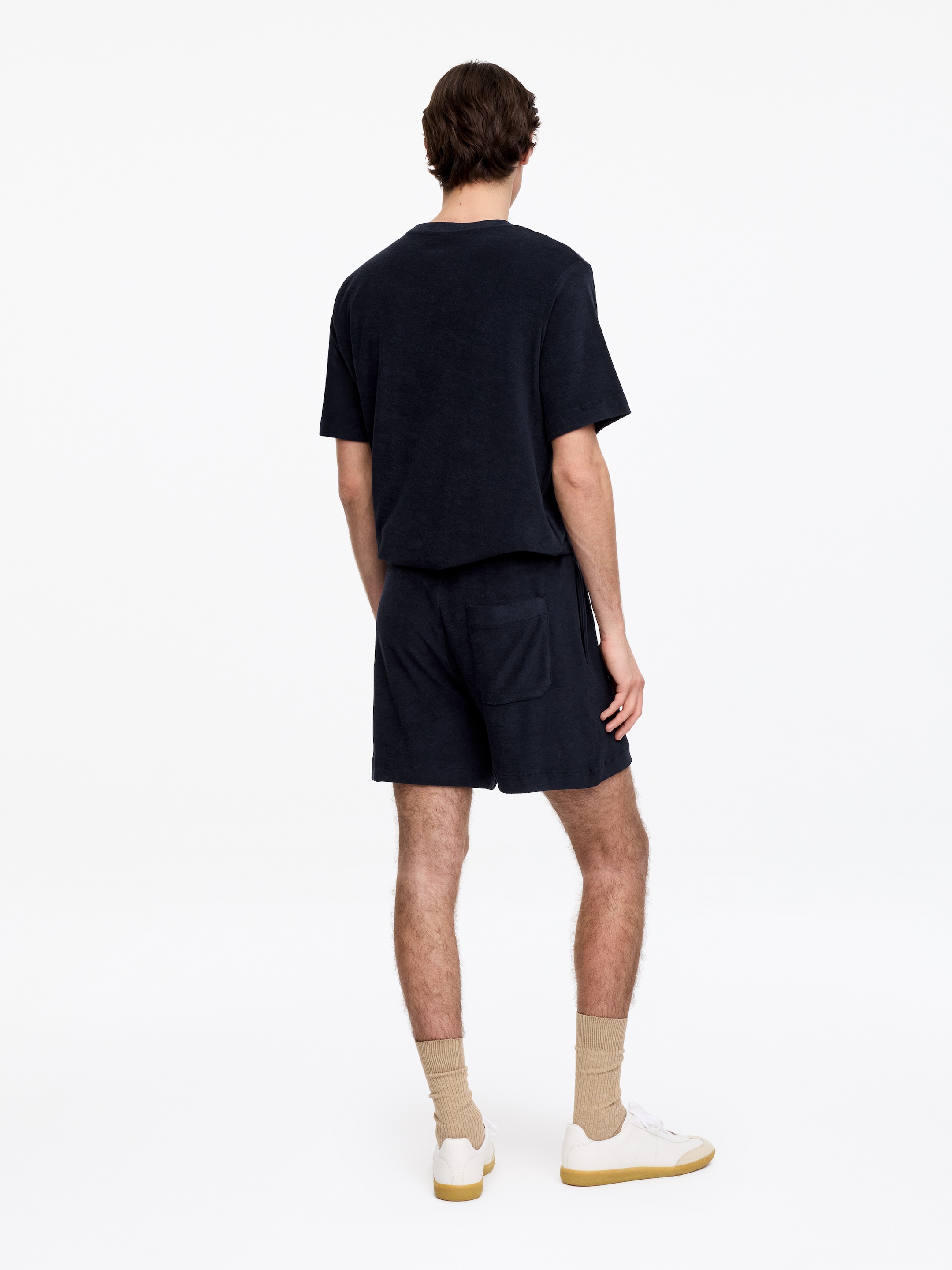 Cotton Towelling Shorts - Dark Blue - Regular fit - Men - StillMedia/Lookbook - 3