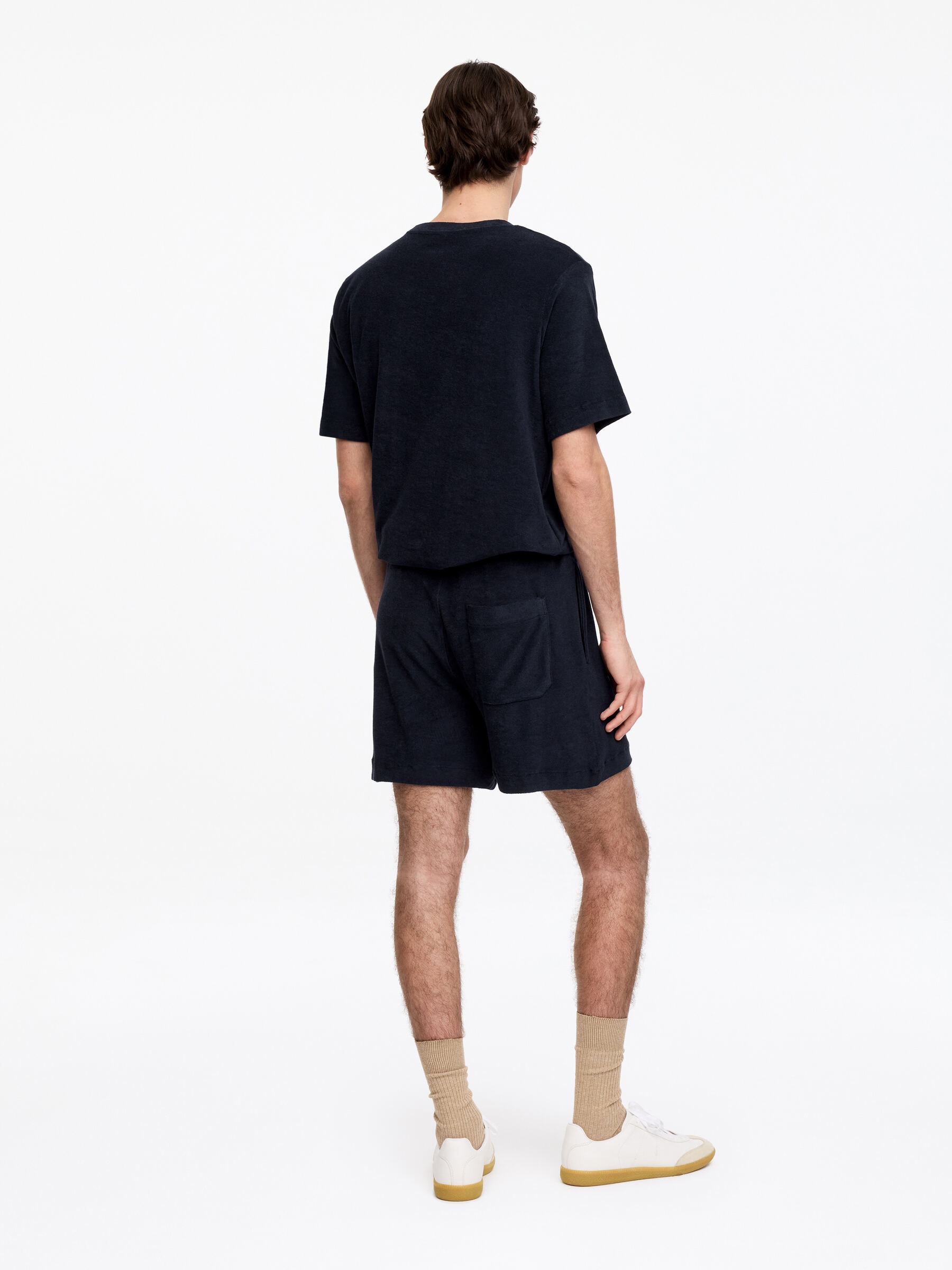 Cotton Towelling Shorts - Dark Blue - Regular fit - Men - StillMedia/Lookbook - 3