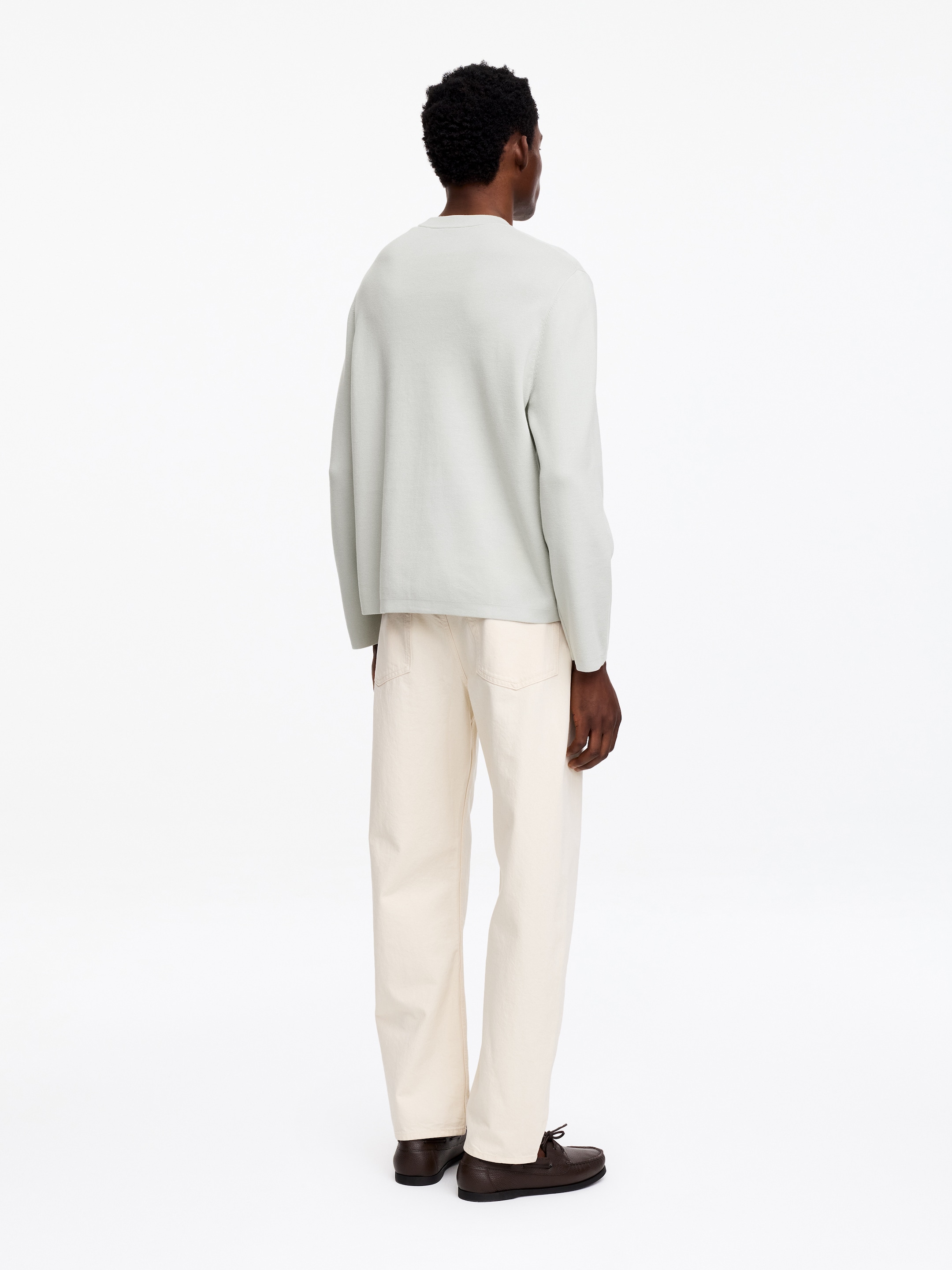Relaxed Cotton Blend Jumper - Dusty Light Green - Regular fit - Men - StillMedia/Lookbook - 6
