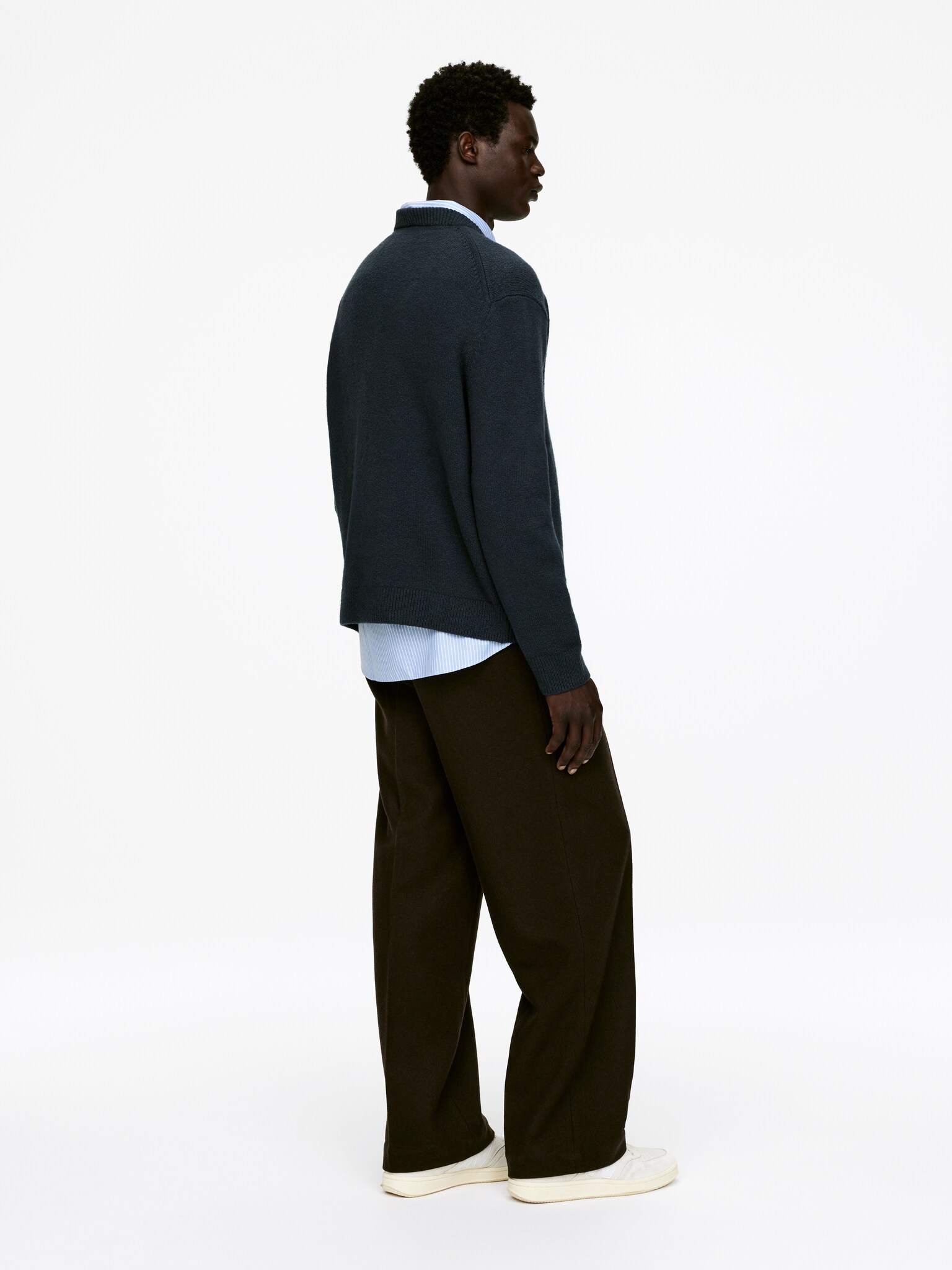 Cotton-Blend Jumper - Dark Grey/Dusty Mint - 4