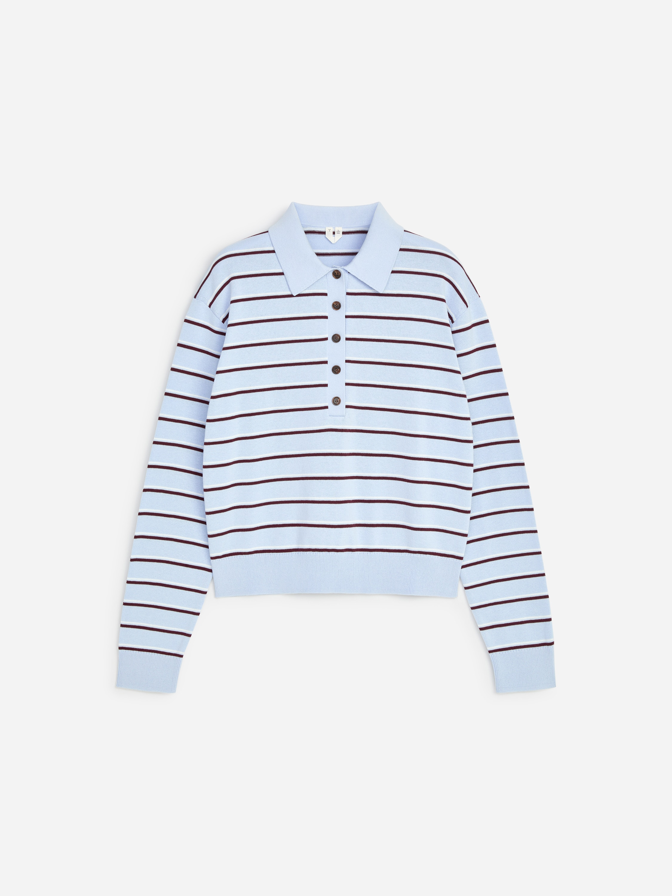Knitted Polo Shirt - Light Blue/Dark Red/White/Dark Red/Blue/Pink