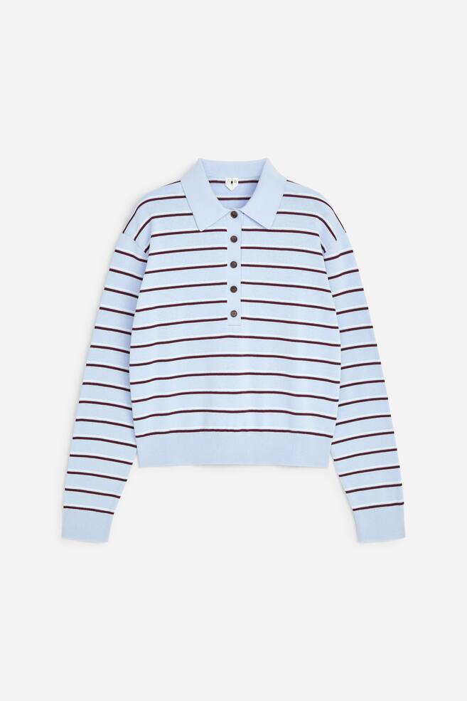 Knitted Polo Shirt - Light Blue/Dark Red/White/Dark Red/Blue/Pink - 1