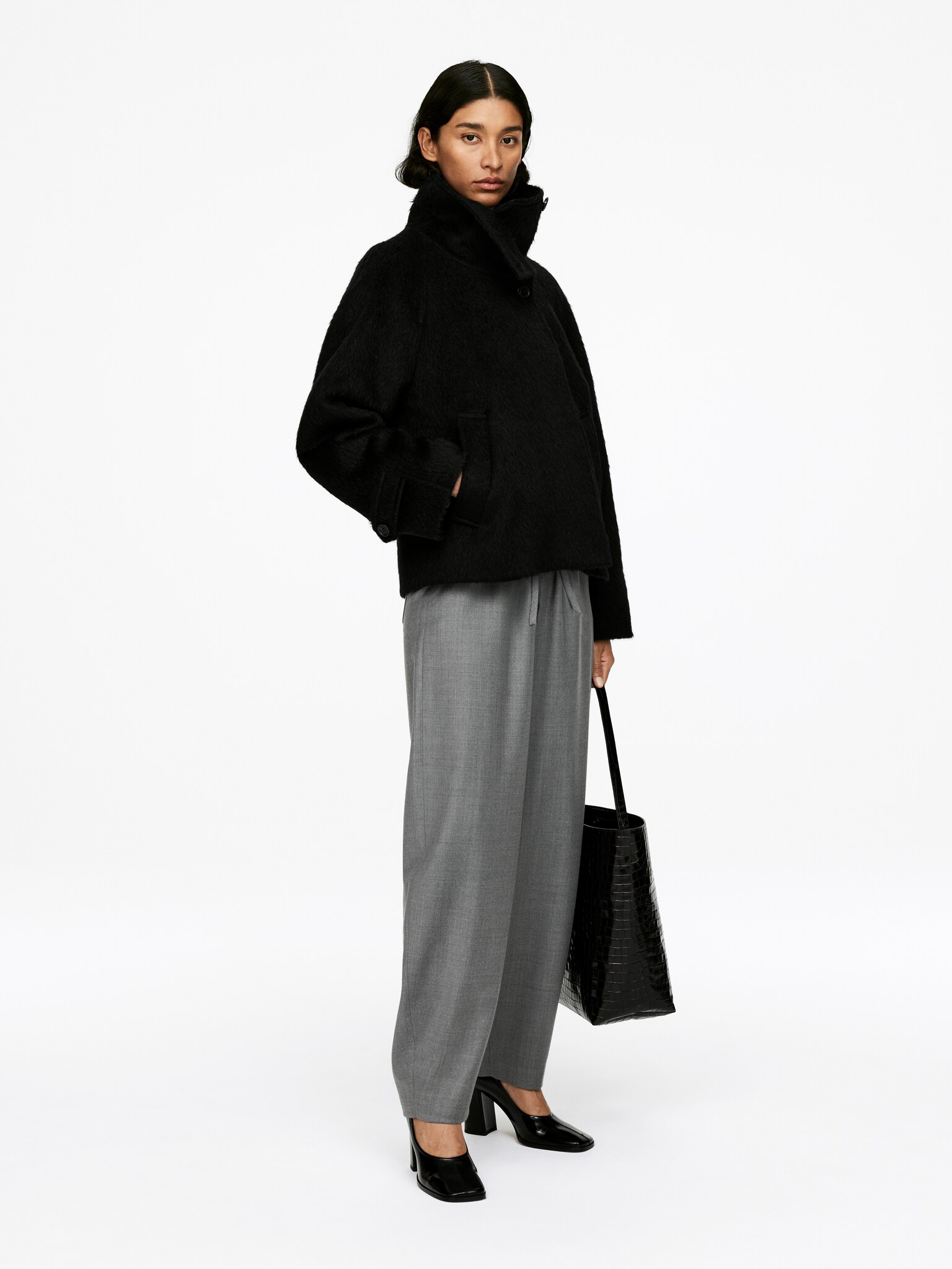 Veste en laine et alpaga - Noir/Taupe - 4