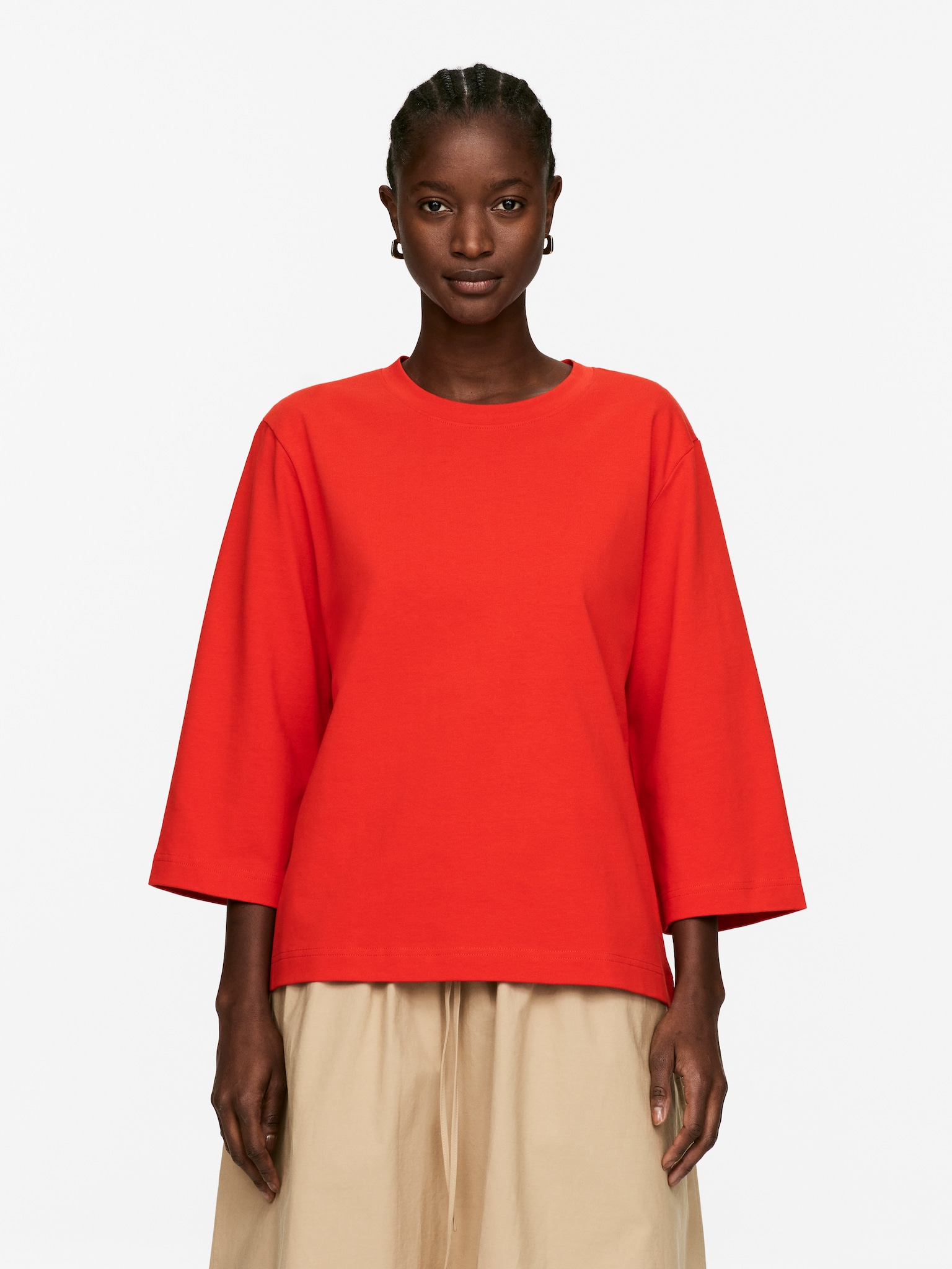 T-shirt en tissu lourd EIRA - Rouge/Blanc/Bleu foncé/Blanc