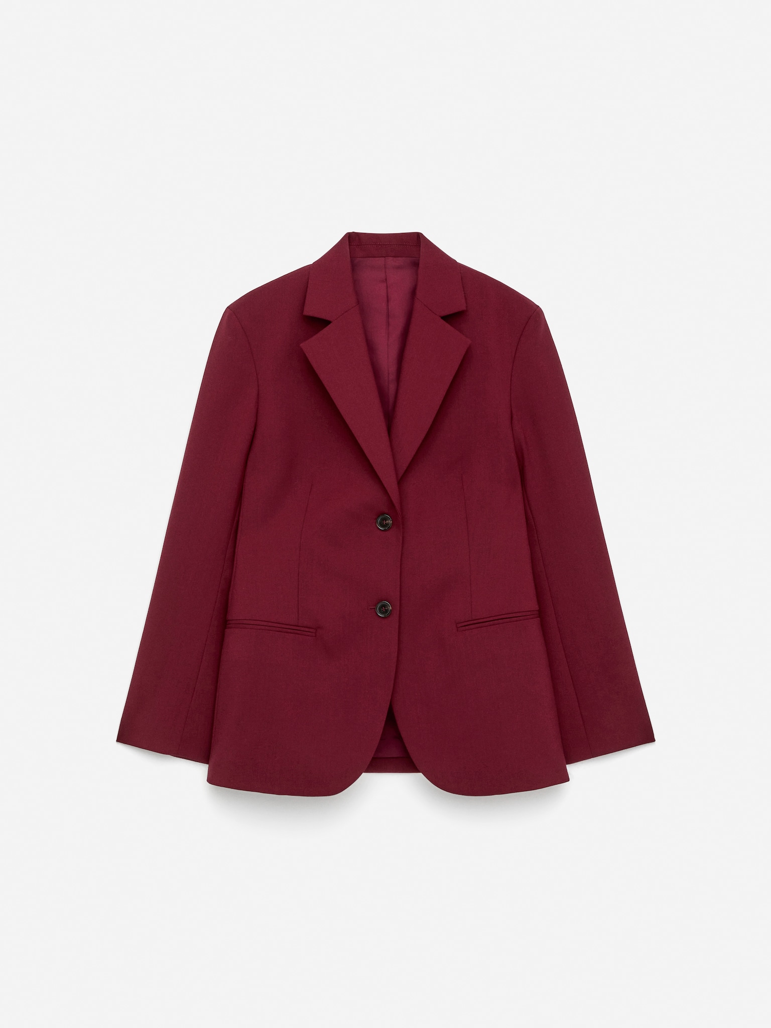 Hopsack Wool Blazer - Dark Red/Khaki Green - 2