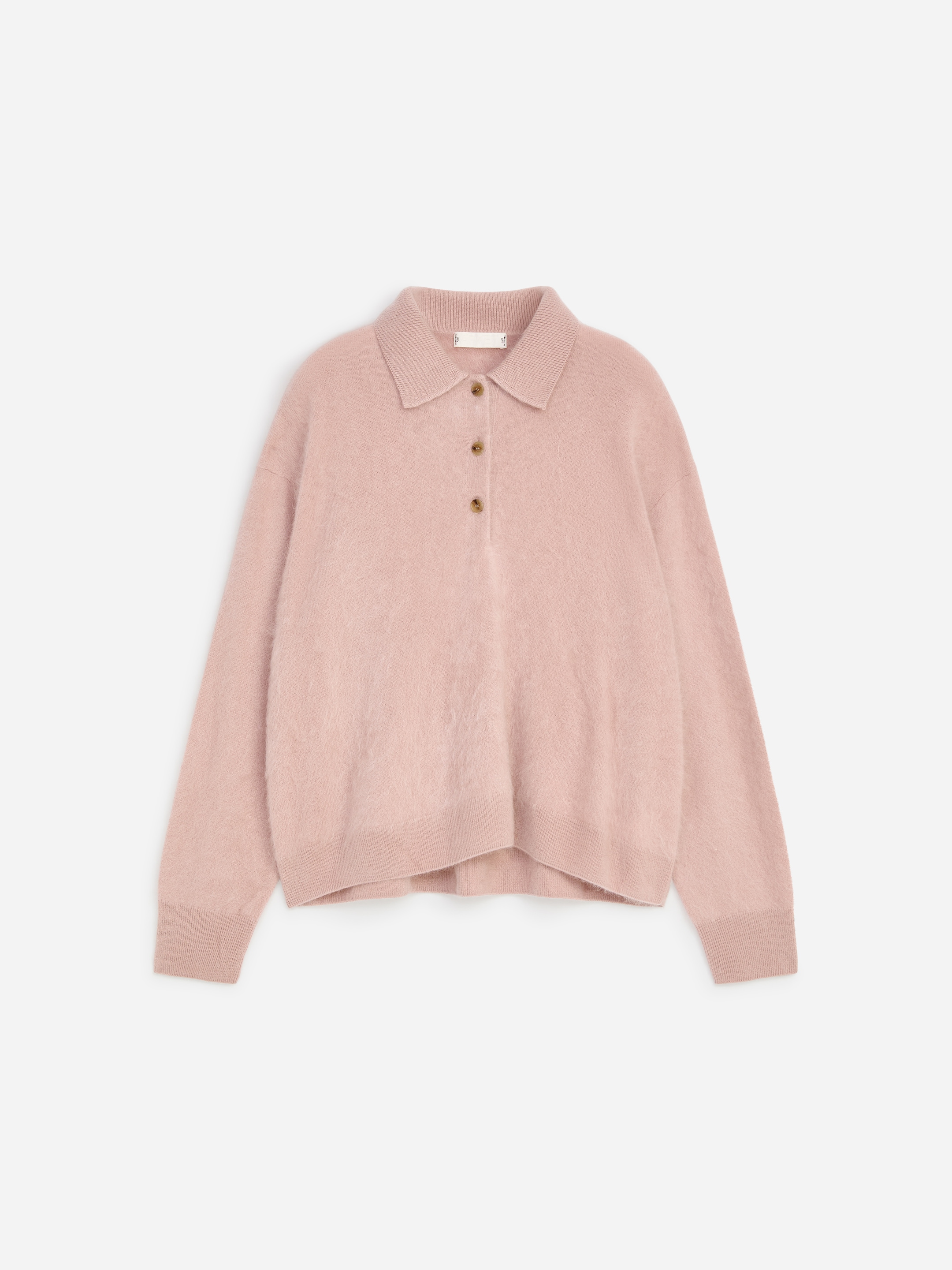 Polopullover aus gebürstetem Kaschmir-Pink-20852