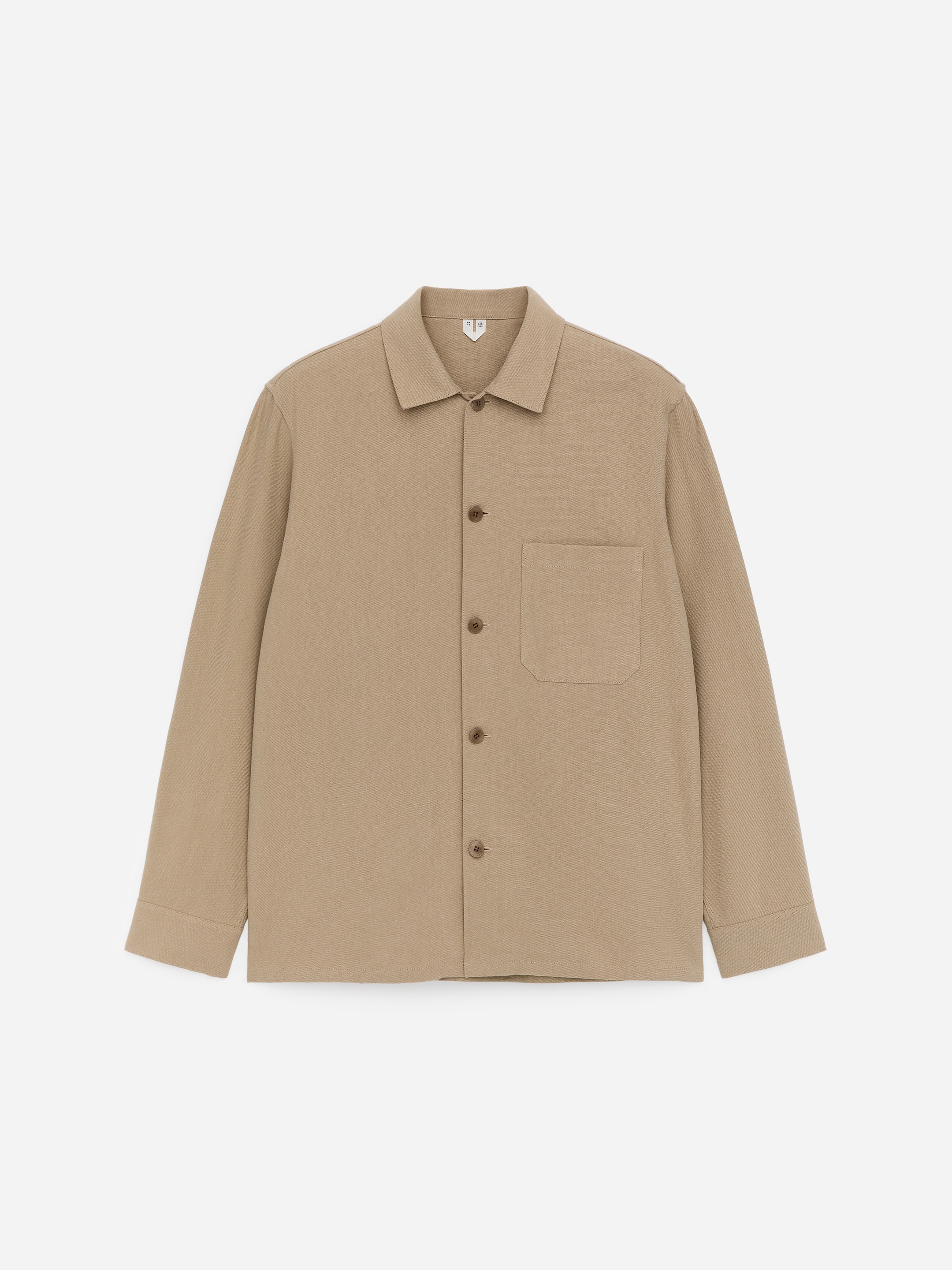 Tencel Blend Canvas Overshirt-#91856F-18086
