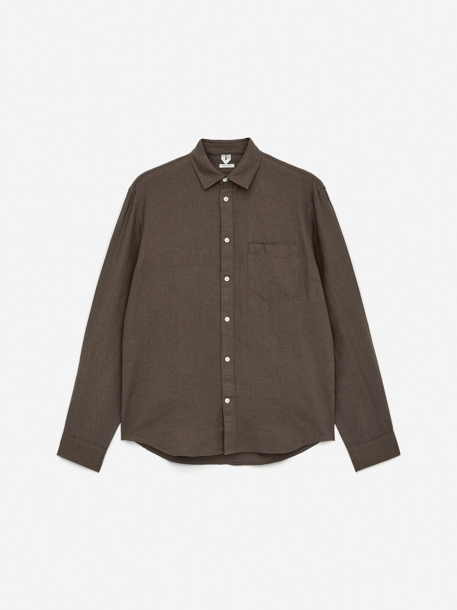 Chemise en lin de coupe classique - Marron/Beige/Bleu foncé/Bleu/Blanc/Vert foncé/Vert poudré/Blanc cassé - 2