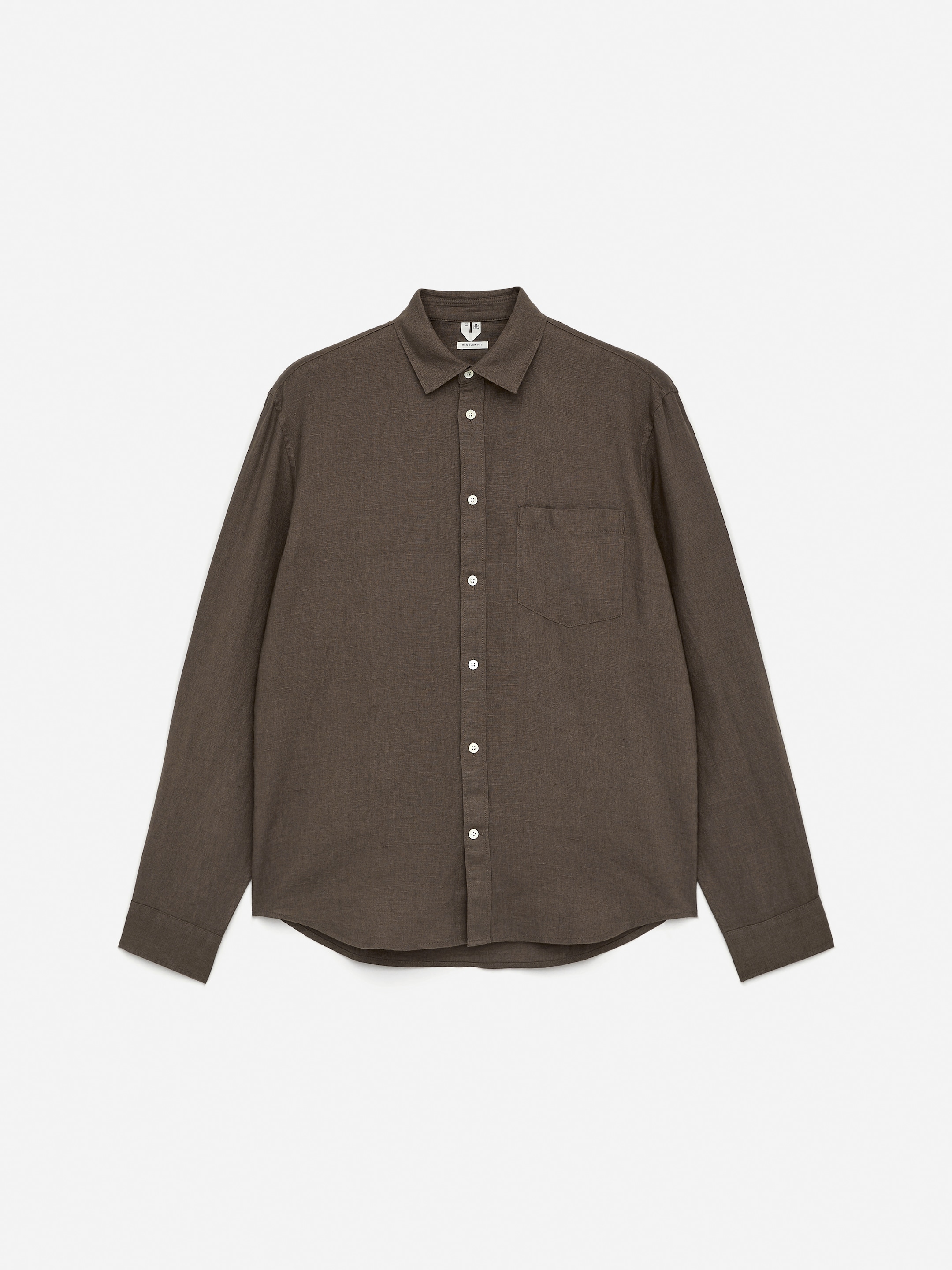 Regular-Fit Linen Shirt-#484240-14972