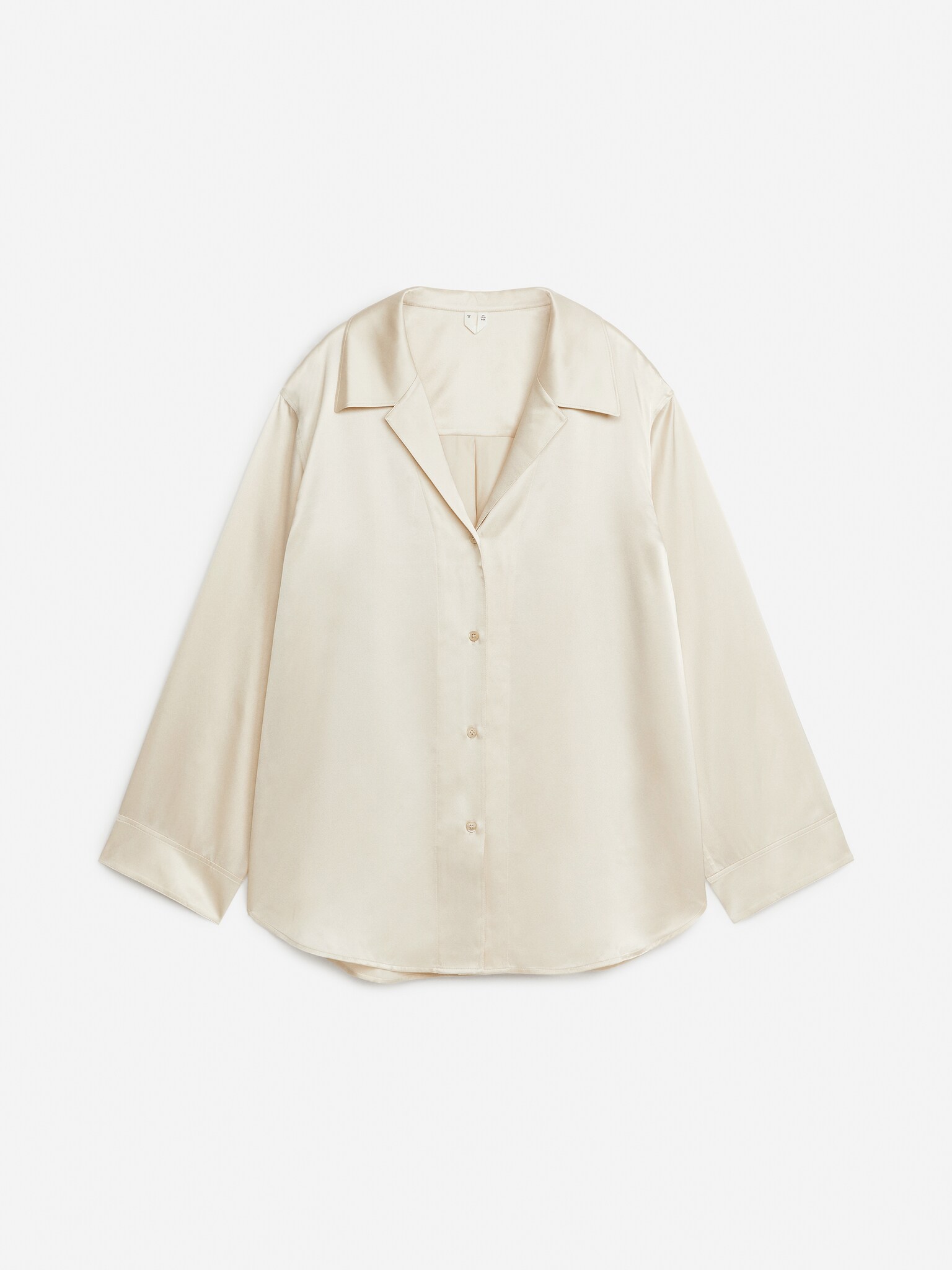 Relaxed Silk Shirt - Off-White/Black