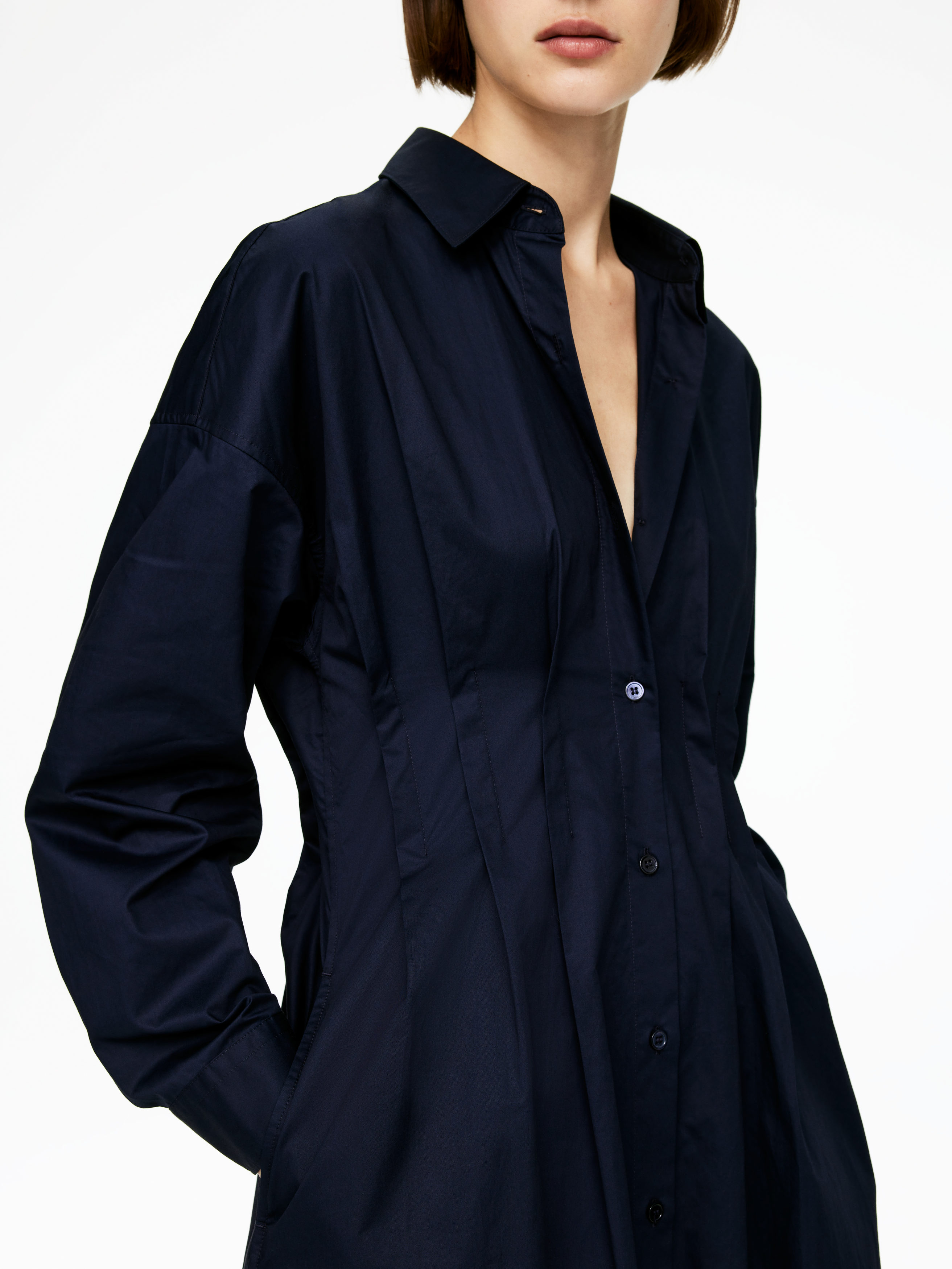 Pleated Shirt Dress - Dark Blue - Regular fit - Women - StillMedia/Lookbook - 3