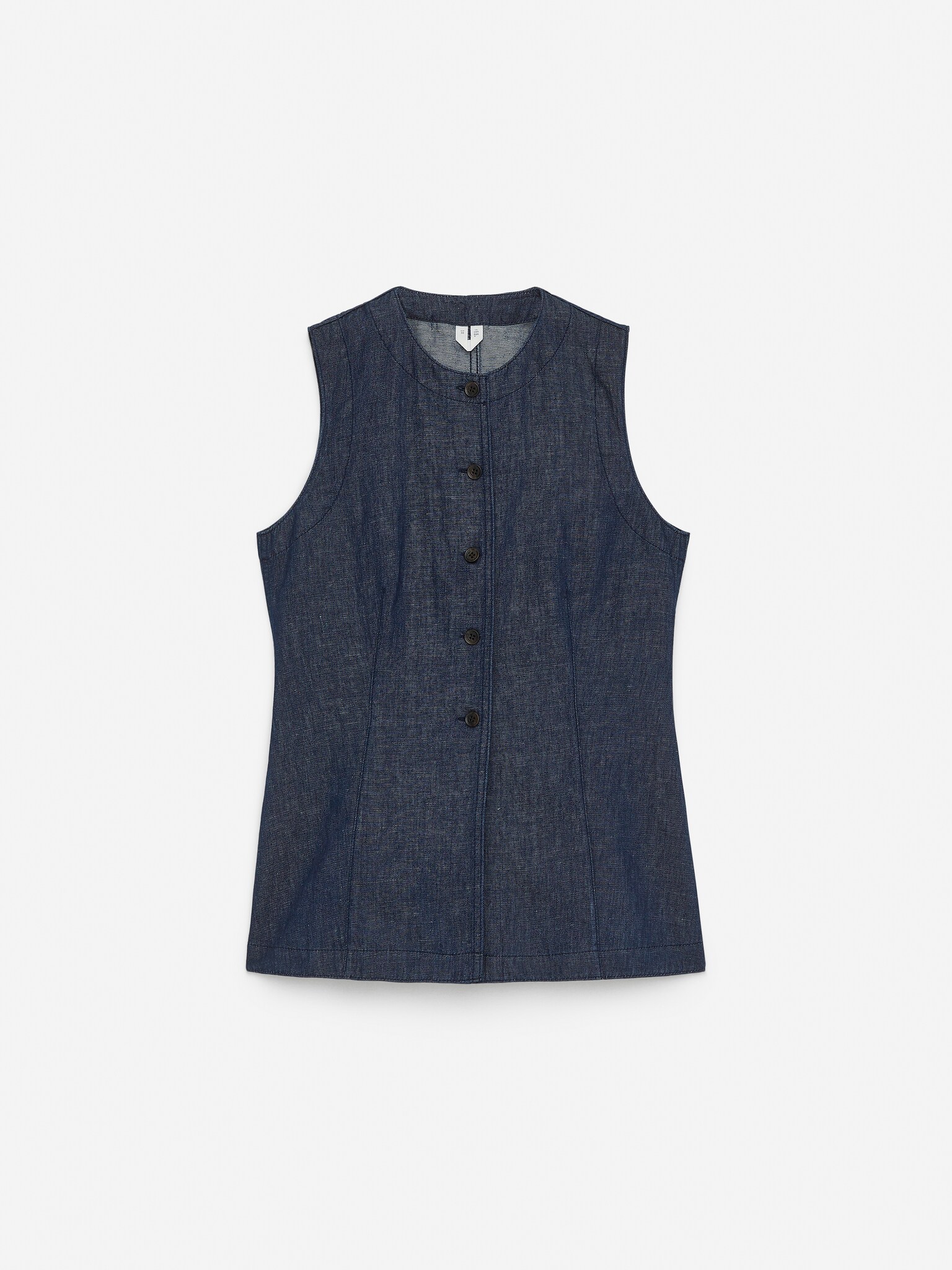 Fitted Denim Vest - Dark Blue
