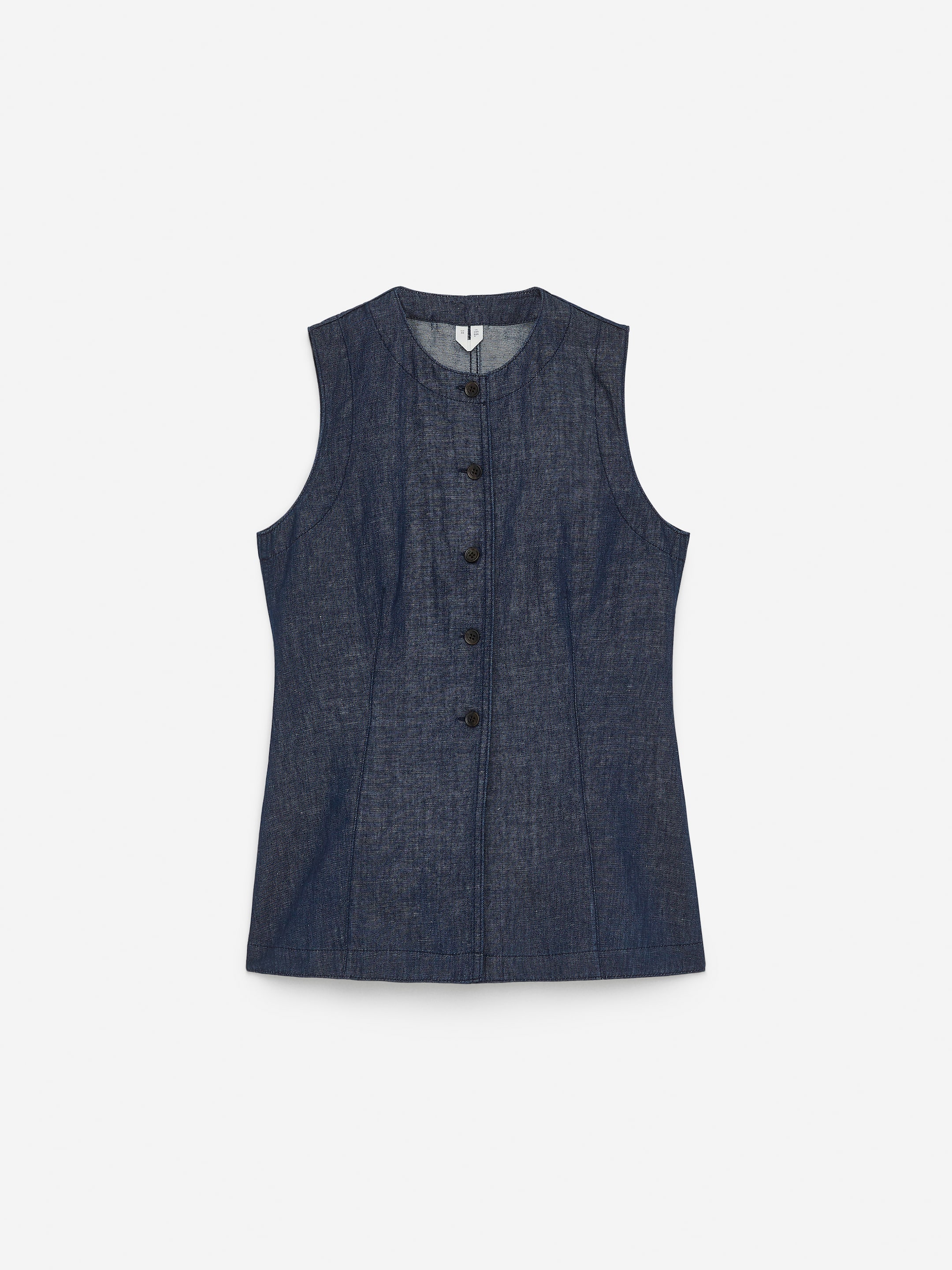 Gilet aderente in denim-#2d364a-14415