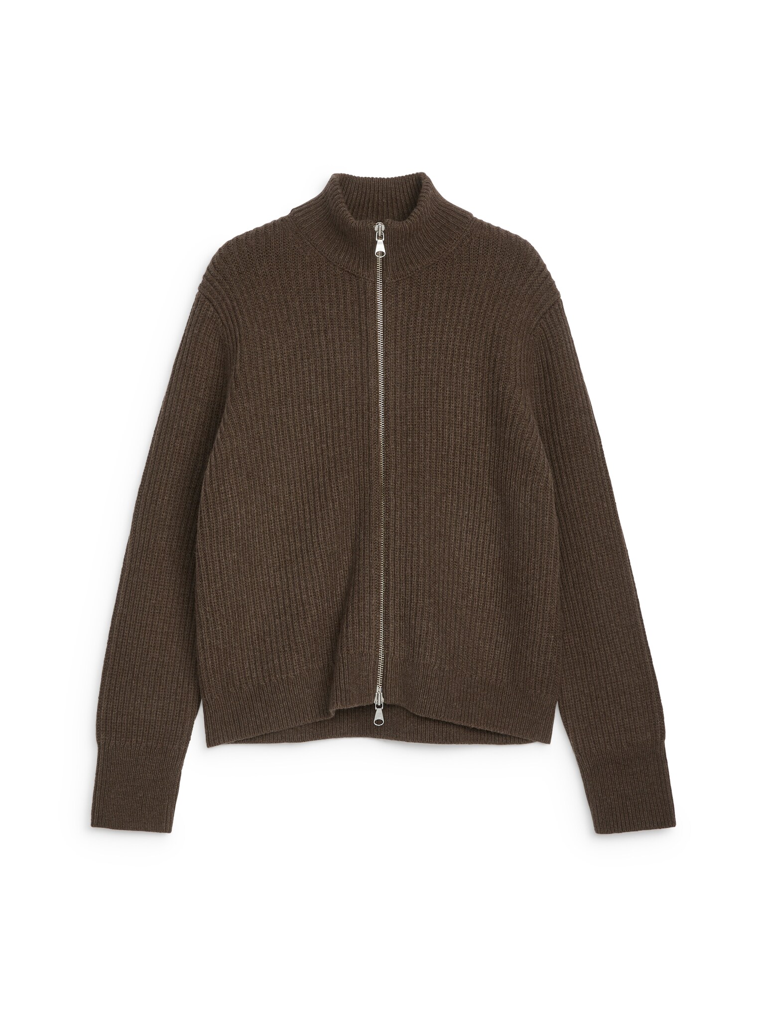 Nativa Wool Zip Cardigan - Brown