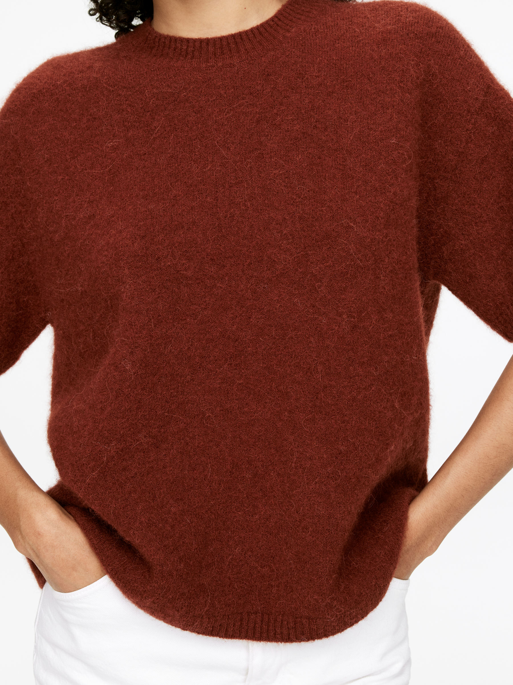 Alpaca-Wool Blend Jumper - Reddish Brown - Loose fit - Women - StillMedia/Lookbook - 6
