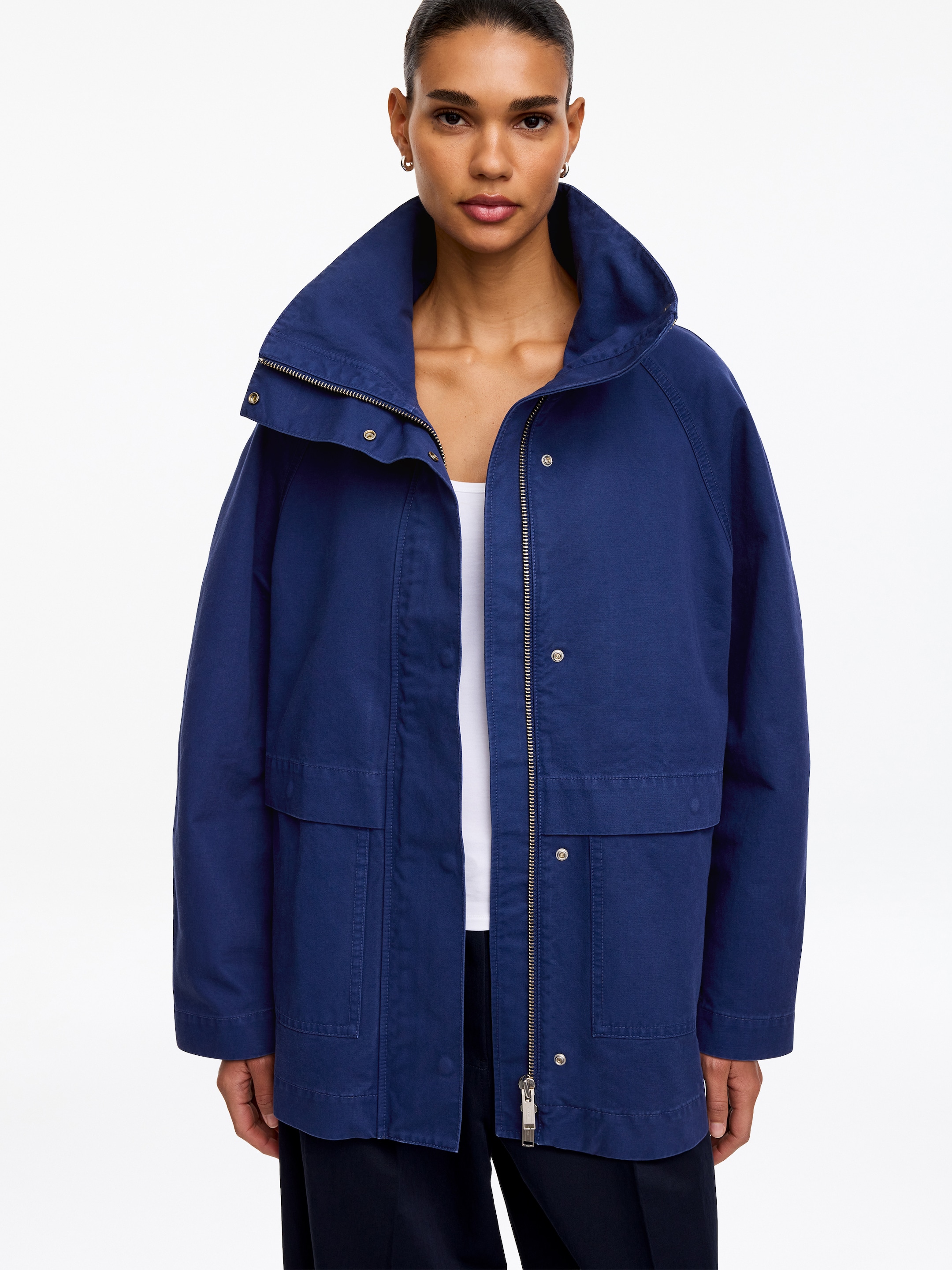 Cotton WorkwearJacket - Dark Blue - Relaxed fit - Women - StillMedia/Lookbook - 4