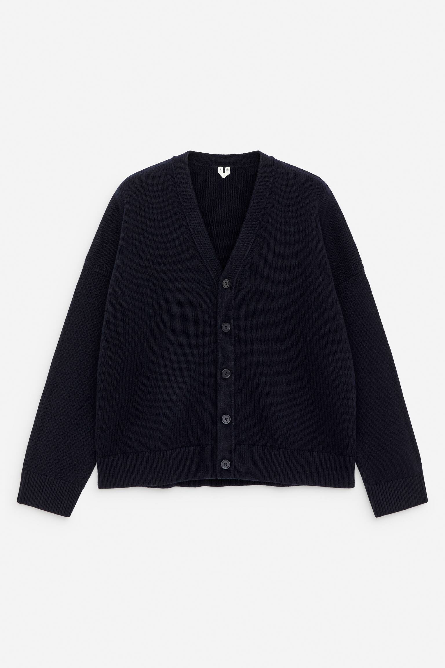 Ullcardigan med v-hals - Mørkeblå - 2