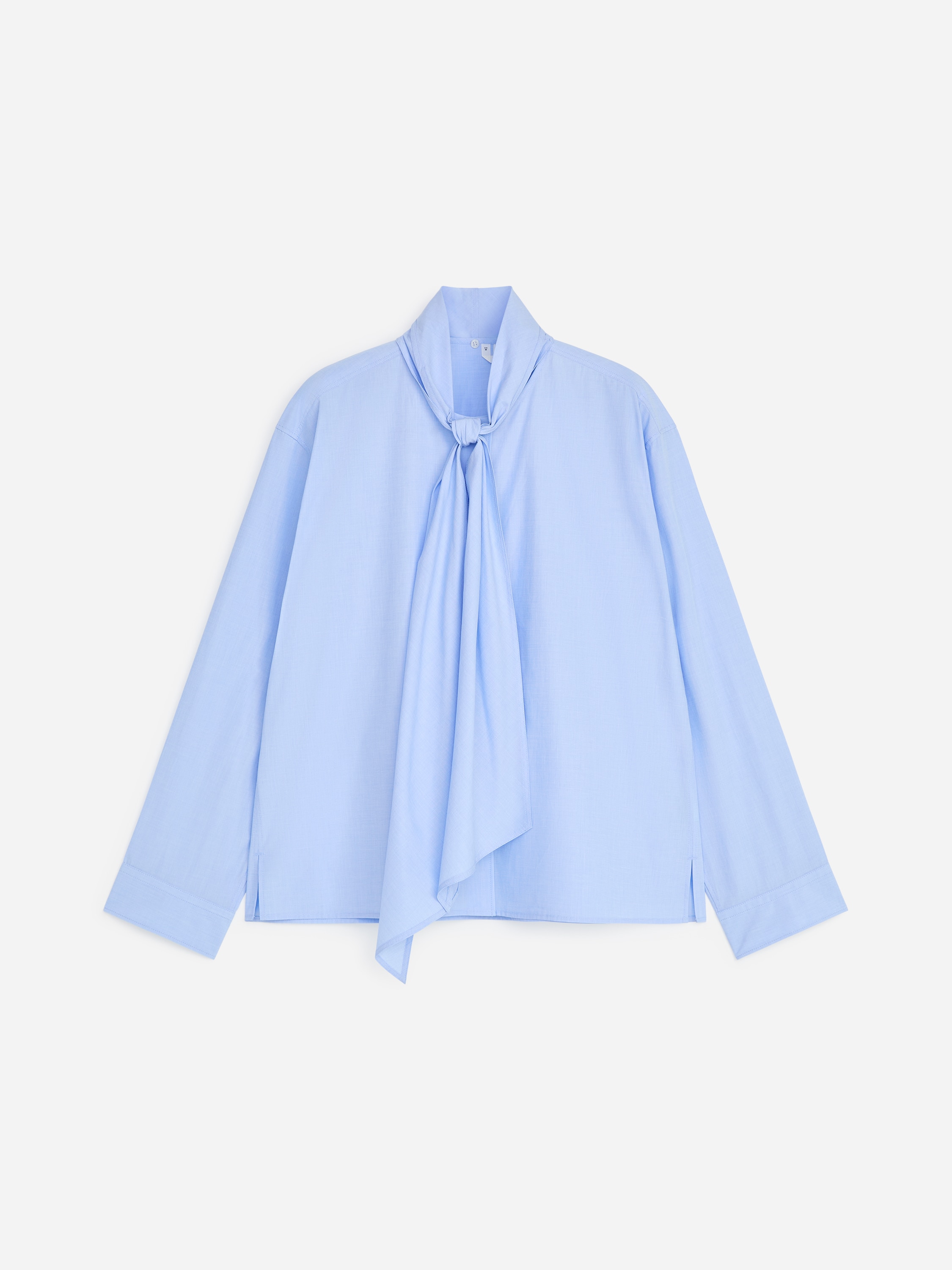 Blusa con fular de algodón Pima - Azul claro
