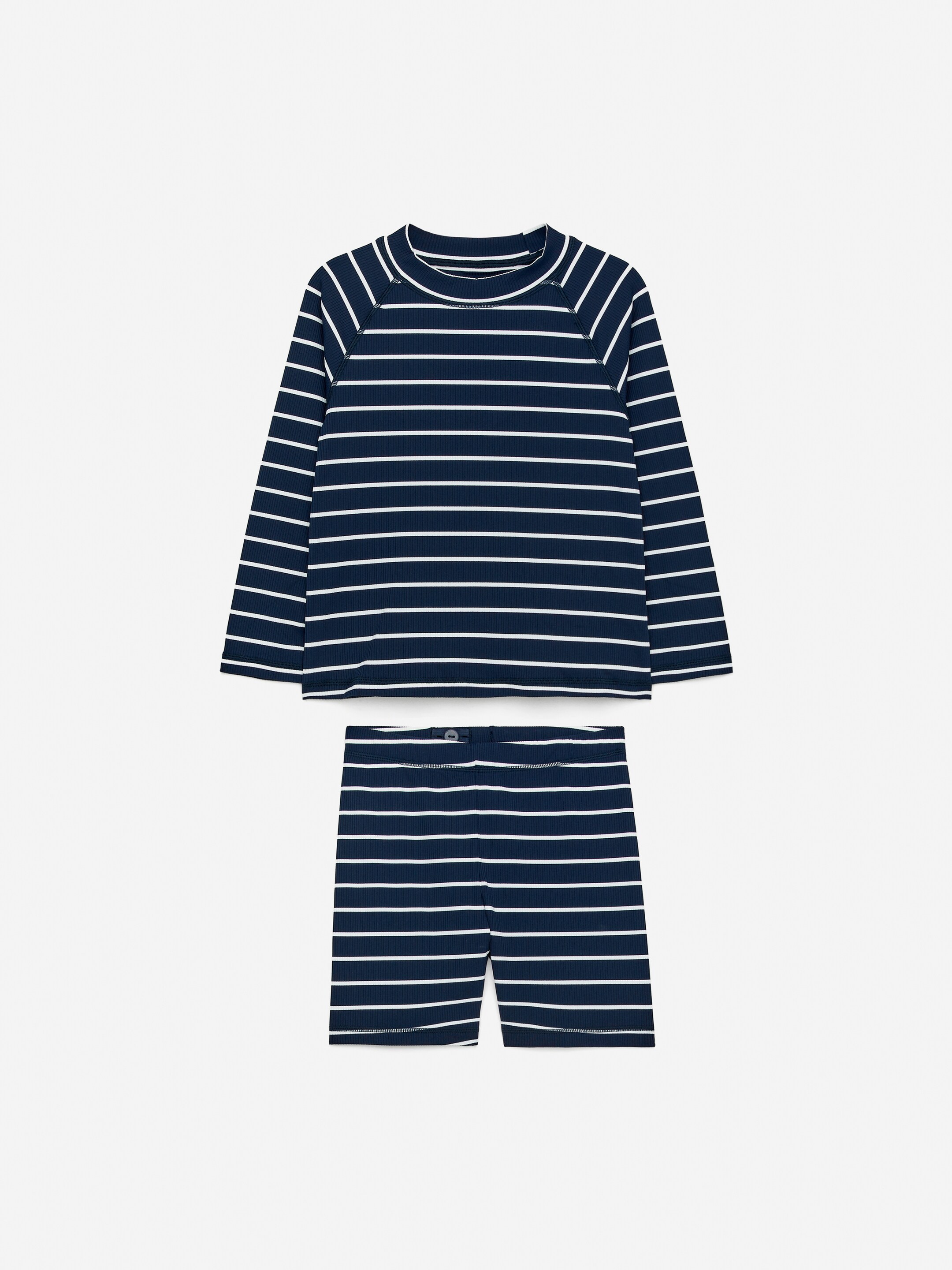 Größeres Bild ansehen: Geripptes Badeset, LSF50+ - Dunkelblau/Weiß - Kids | H&M DE 1