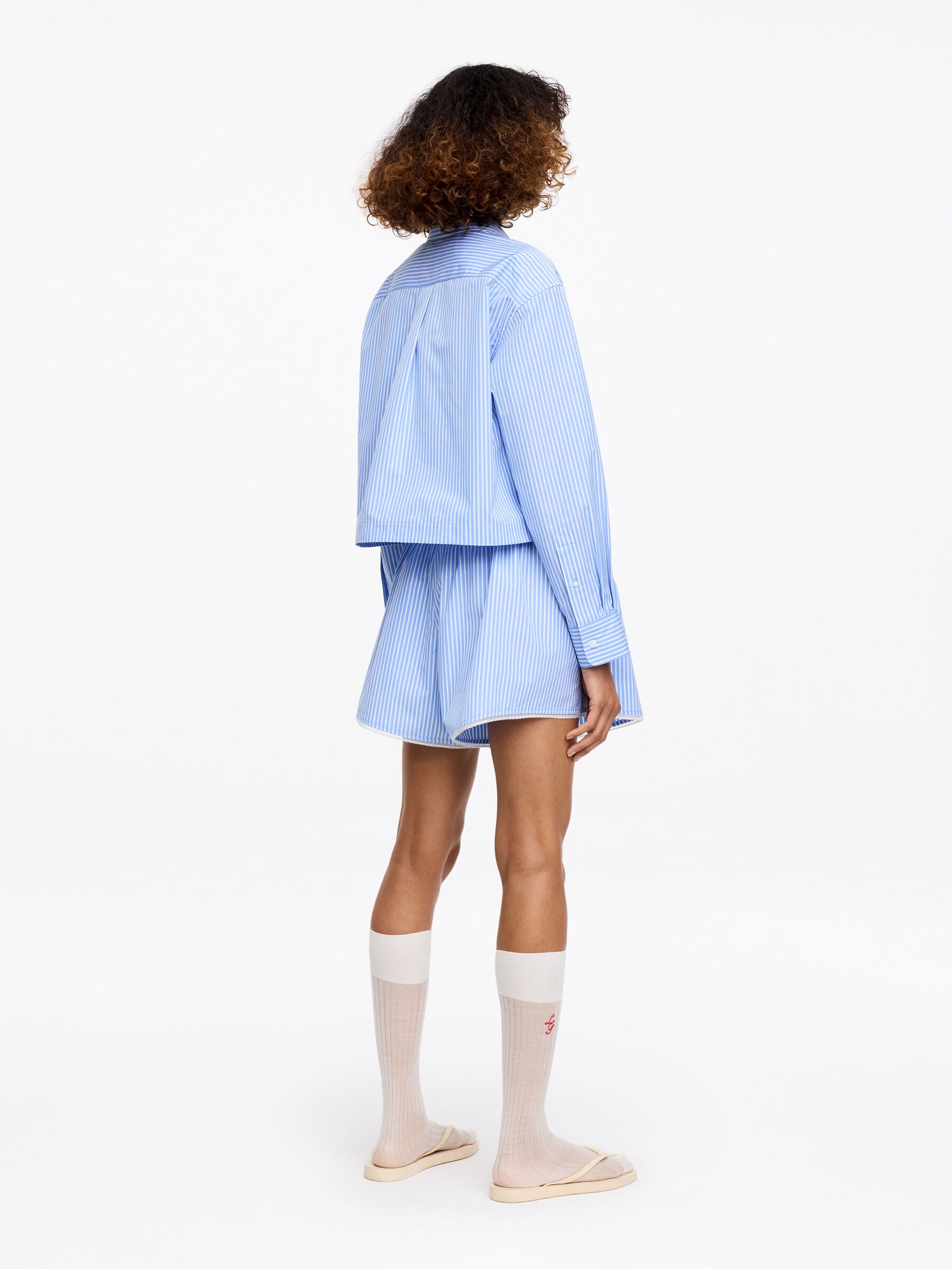 ARKET and Laila Gohar Cropped Shirt - Blue/White - Loose fit - Women - StillMedia/Lookbook - 4