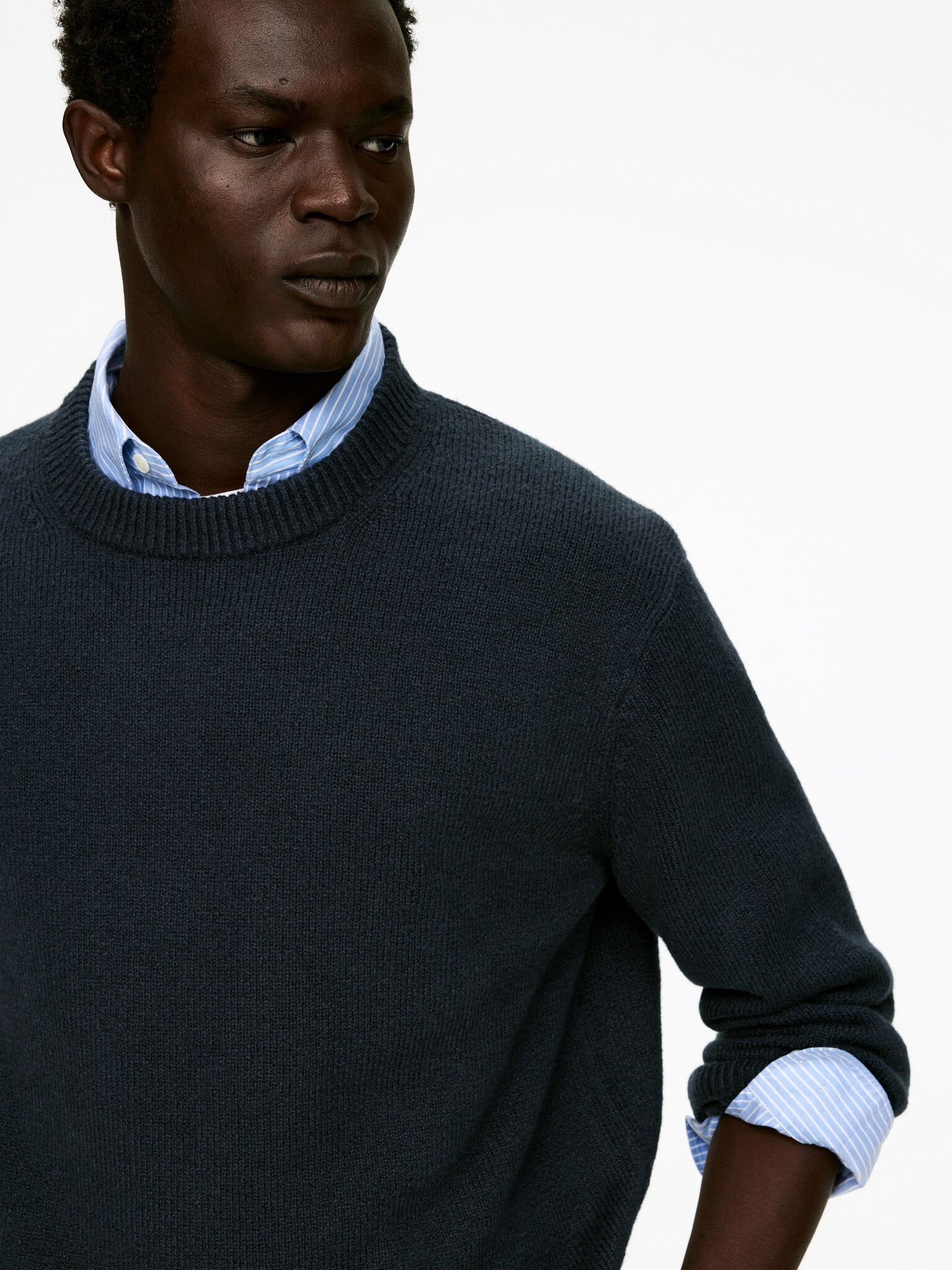 Pull en coton mélangé - Gris foncé/Menthe poudrée - 5