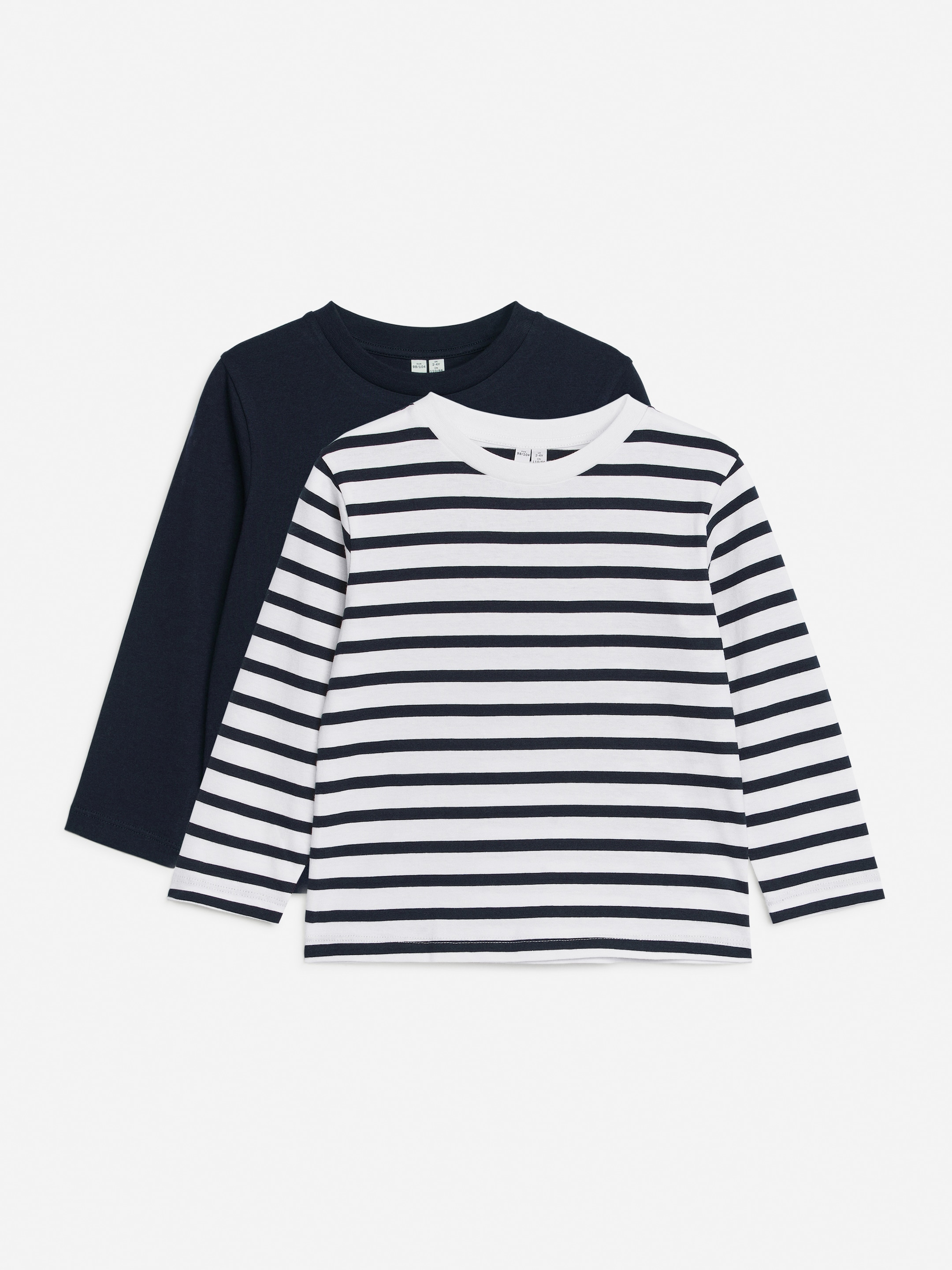 Vis større bilde: Langermet T-skjorte sett med 2 stk - Dark Blue/Beige - BARN | H&M NO 1