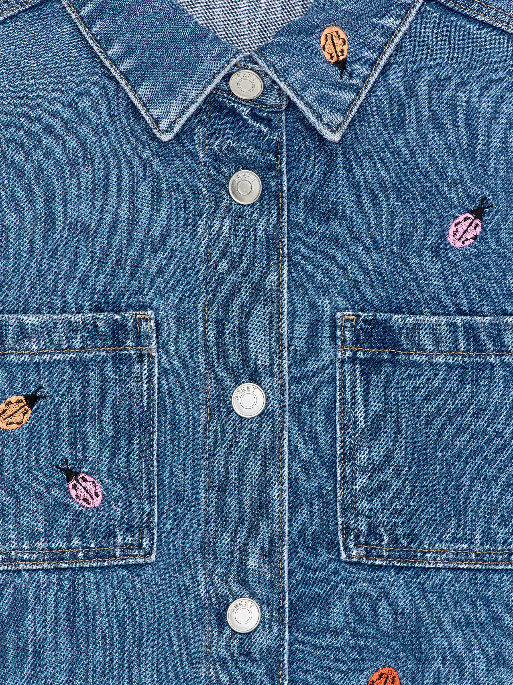 Embroidered Denim Shirt - Blue/Ladybirds - Oversized - Children - StillMedia/DescriptiveDetail - 1