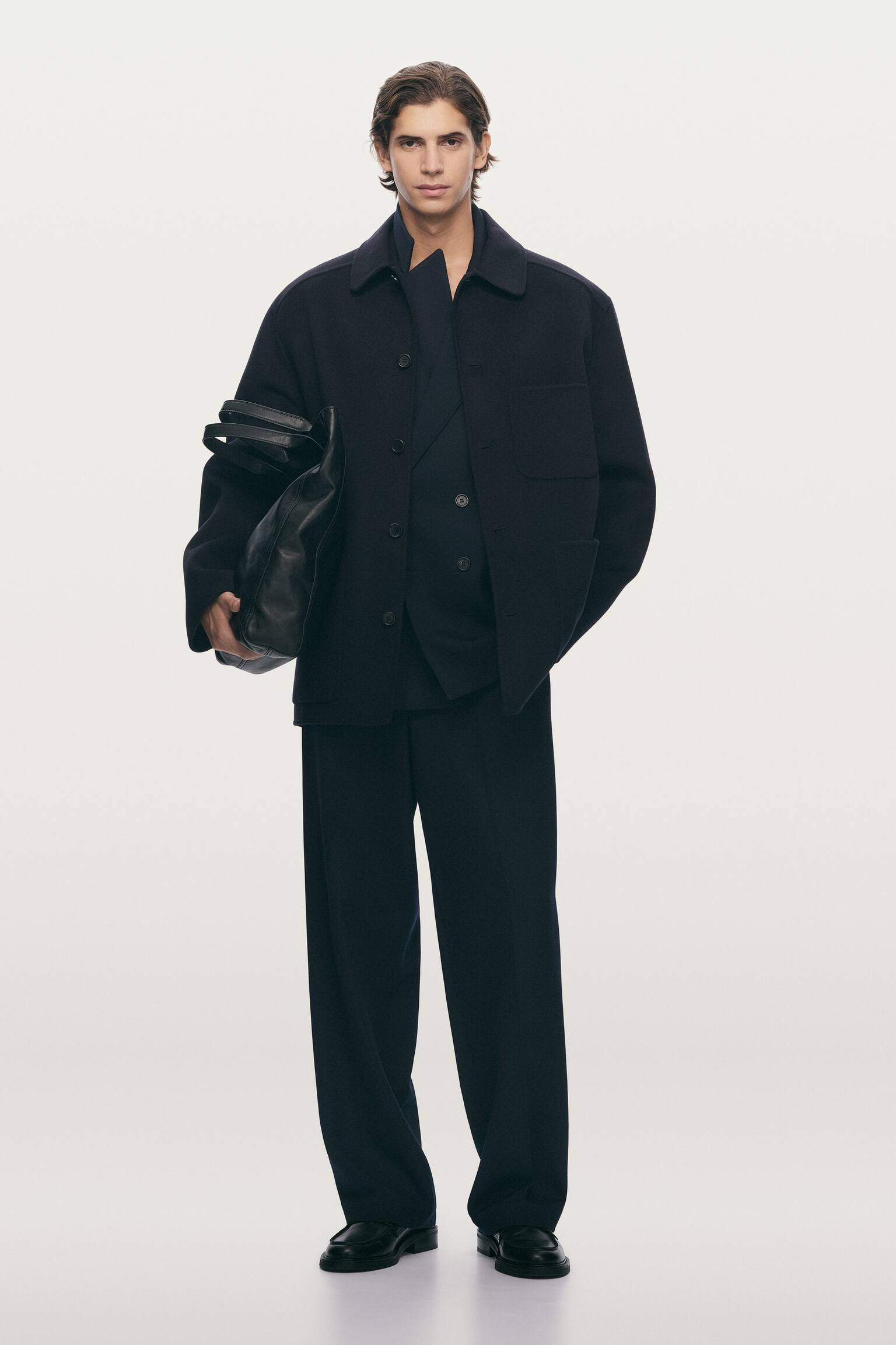 Jachetă din amestec de lână dublu stratificat - Dark Blue/Gri închis - 1