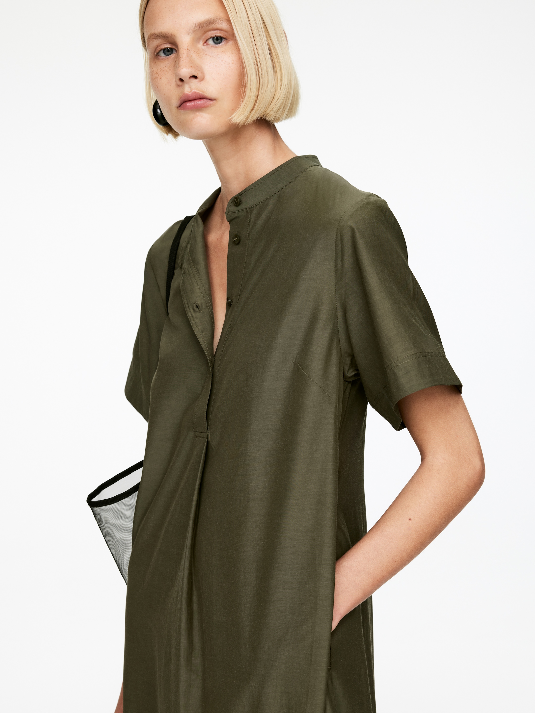 View larger image: Cupro-Cotton Dress - Green - Ladies | H&M GB 4