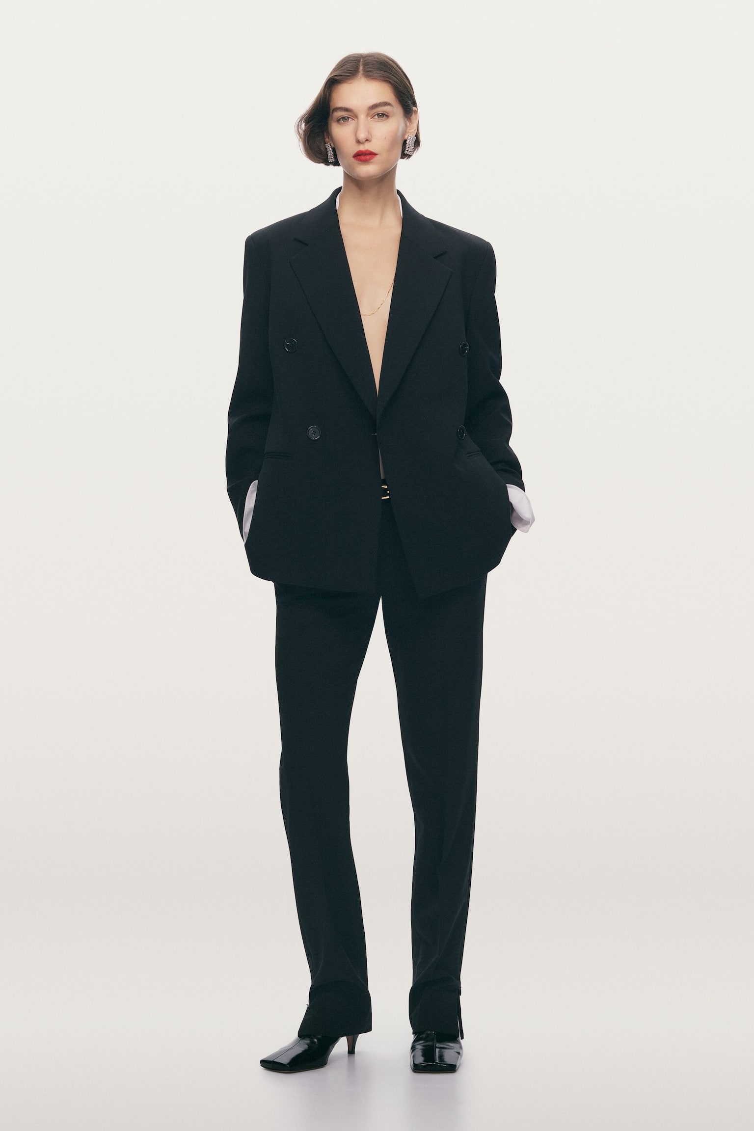 Smal skräddad byxa - Svart - 4